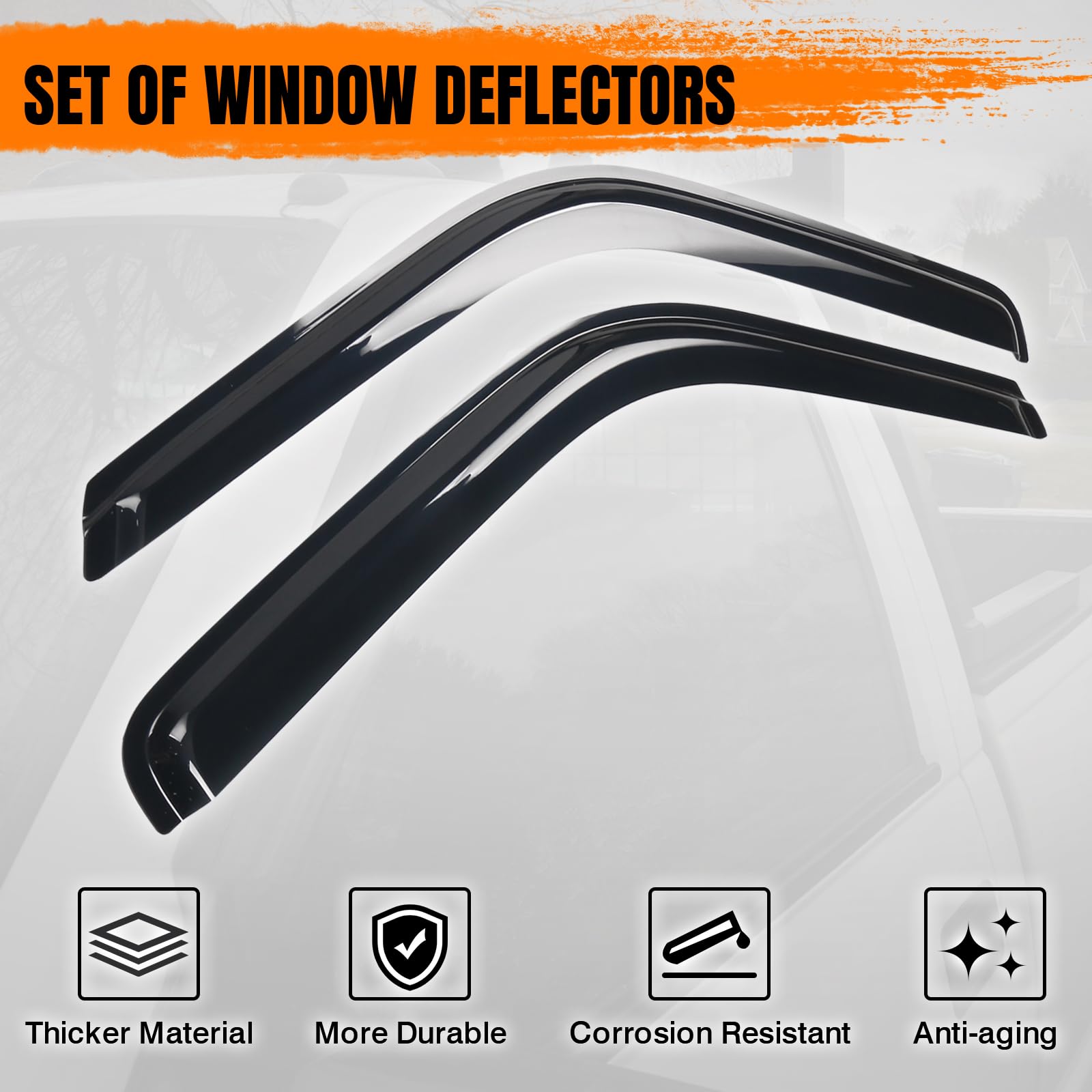 Generic Acrylic Smoke Tinted Tape On Window Visor Deflectors for 1988-1998 Chevy C & K Reg Cab Pickup, Model VR-GMCCK, 2 Pieces