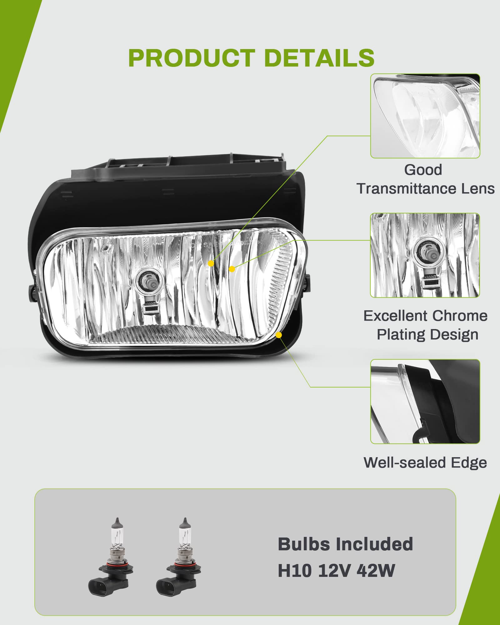 Autosaver88 Fog Lights Compatible With 2003-2007 Chevy Silverado 2002-2006 Chevy Avalanche Without Body Cladding Fog Light Repla