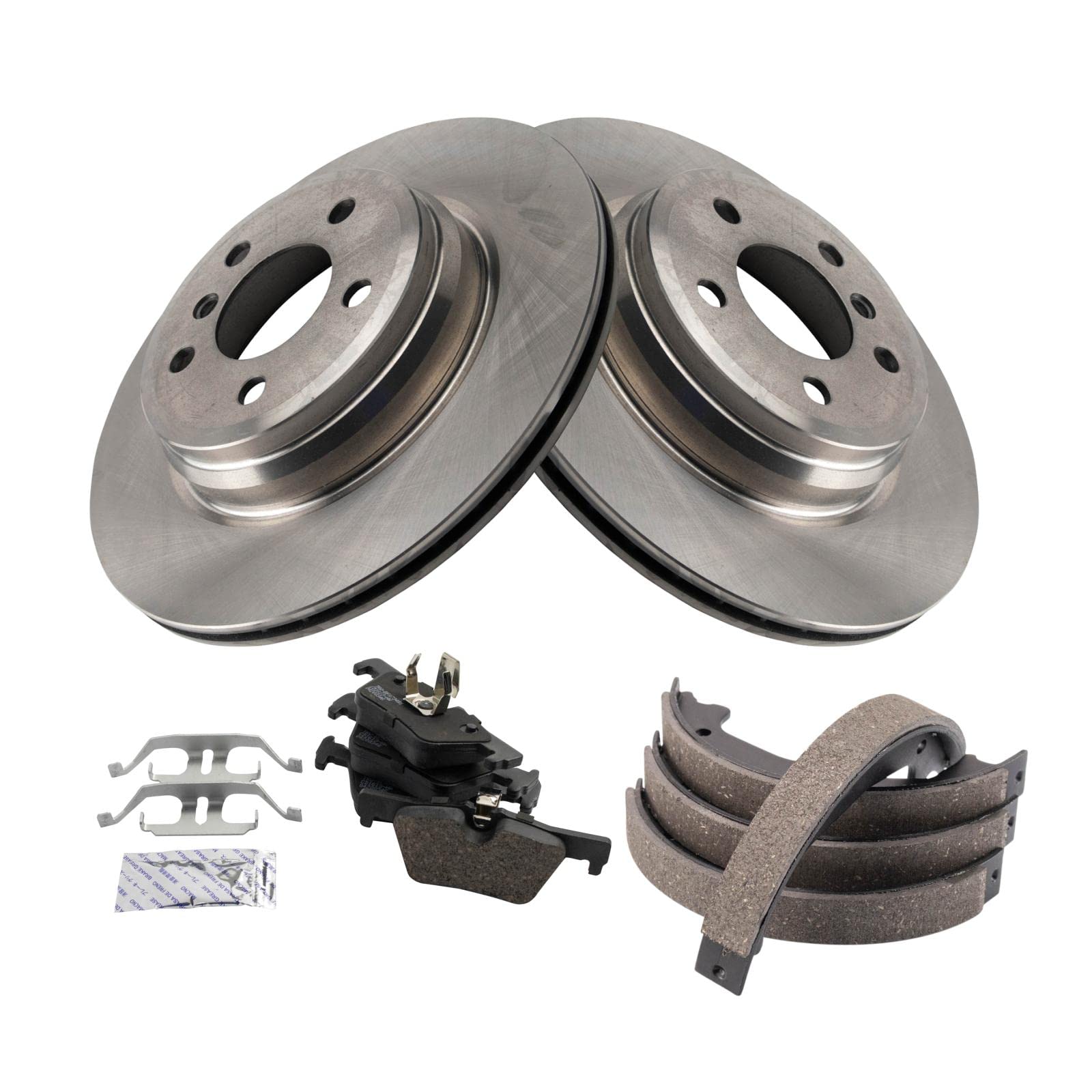 Trq Rear Brake Pad & Rotor Kit Brake Pads Brake Rotor Parking Brake Shoe Set Ceramic Compatible With 2016 Bmw 428I 2015-2016 428