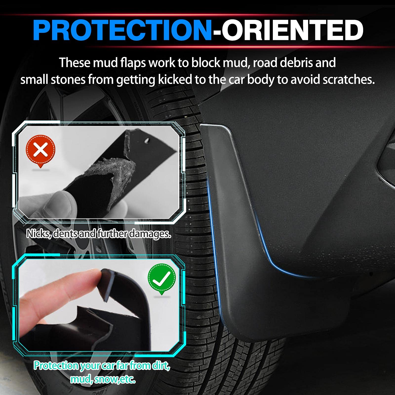 Autorder Mud Flaps Set for 2022-2025 Hyundai Tucson, Matte Black, ABS Front & Rear Splash Guards, Model Autorder0528