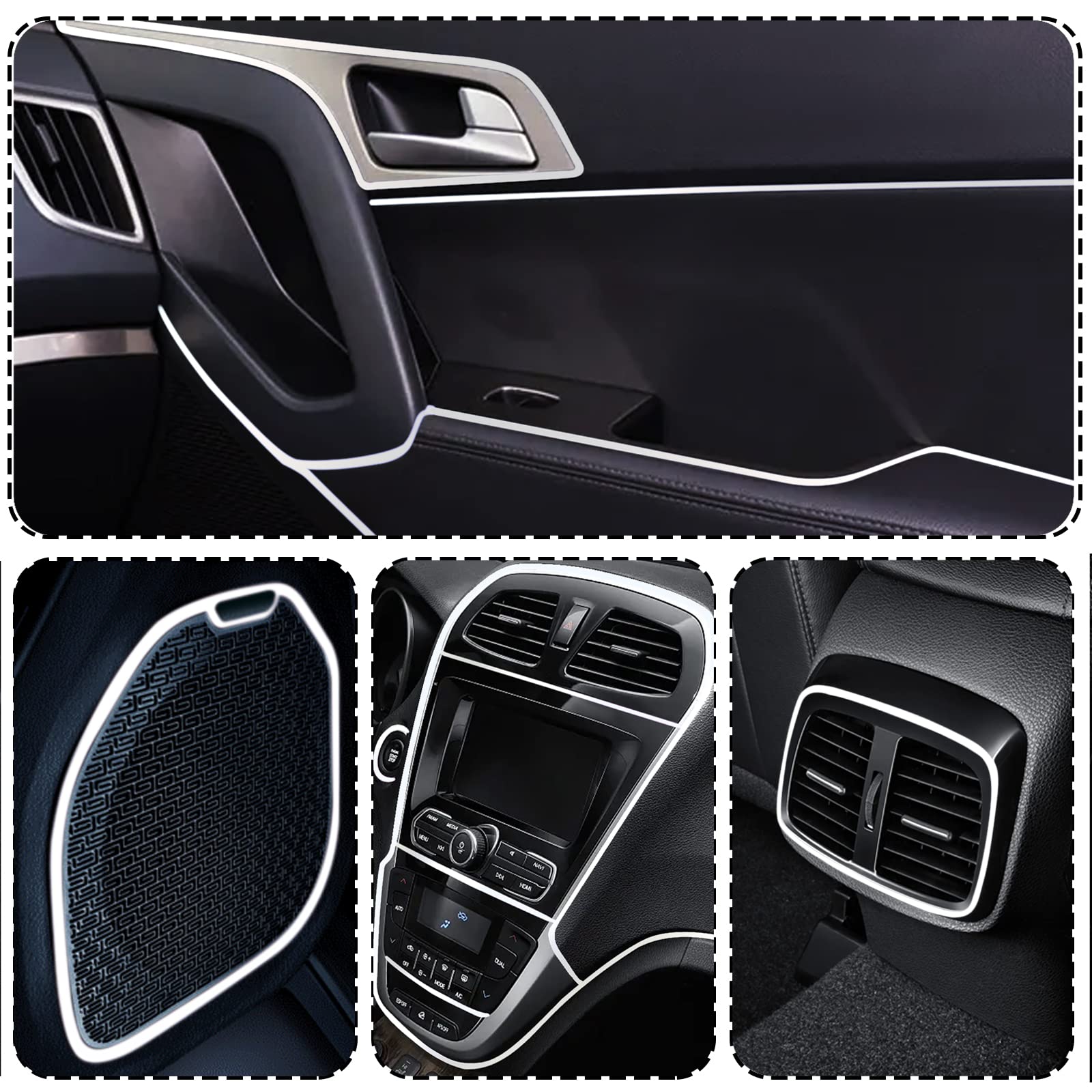 Car Interior Trim Strips,Universal 9.8 Ft Car Electroplating Decoration Styling Door Dashboard, Flexible Interior Trim Accessories With Installing Tool(Silver)