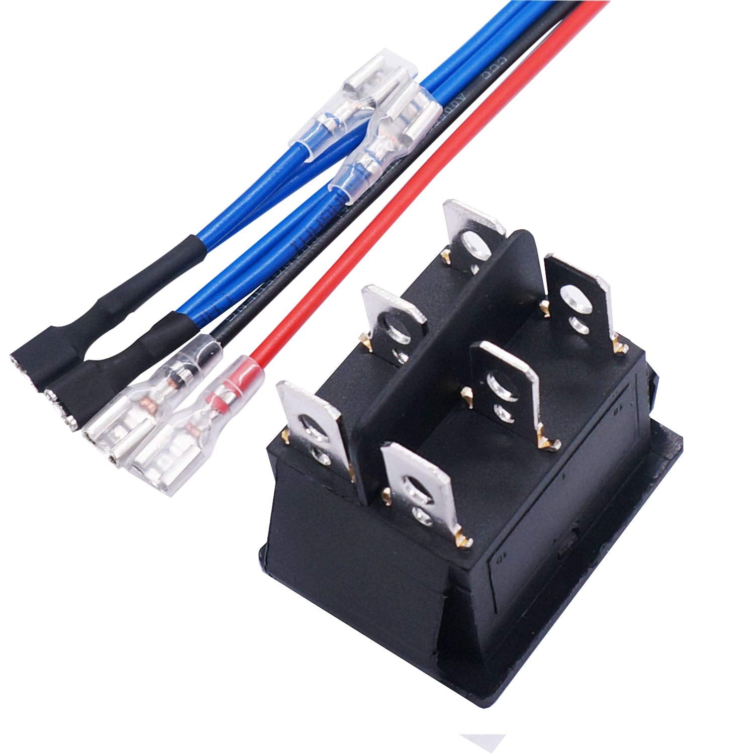 Weideer 20A 12V Dc Motor Polarity Reverse Rocker Switch Dpdt 6 Pin On-Off-On Boat Motor Control Switch With Jumper Wires Kcd2-20