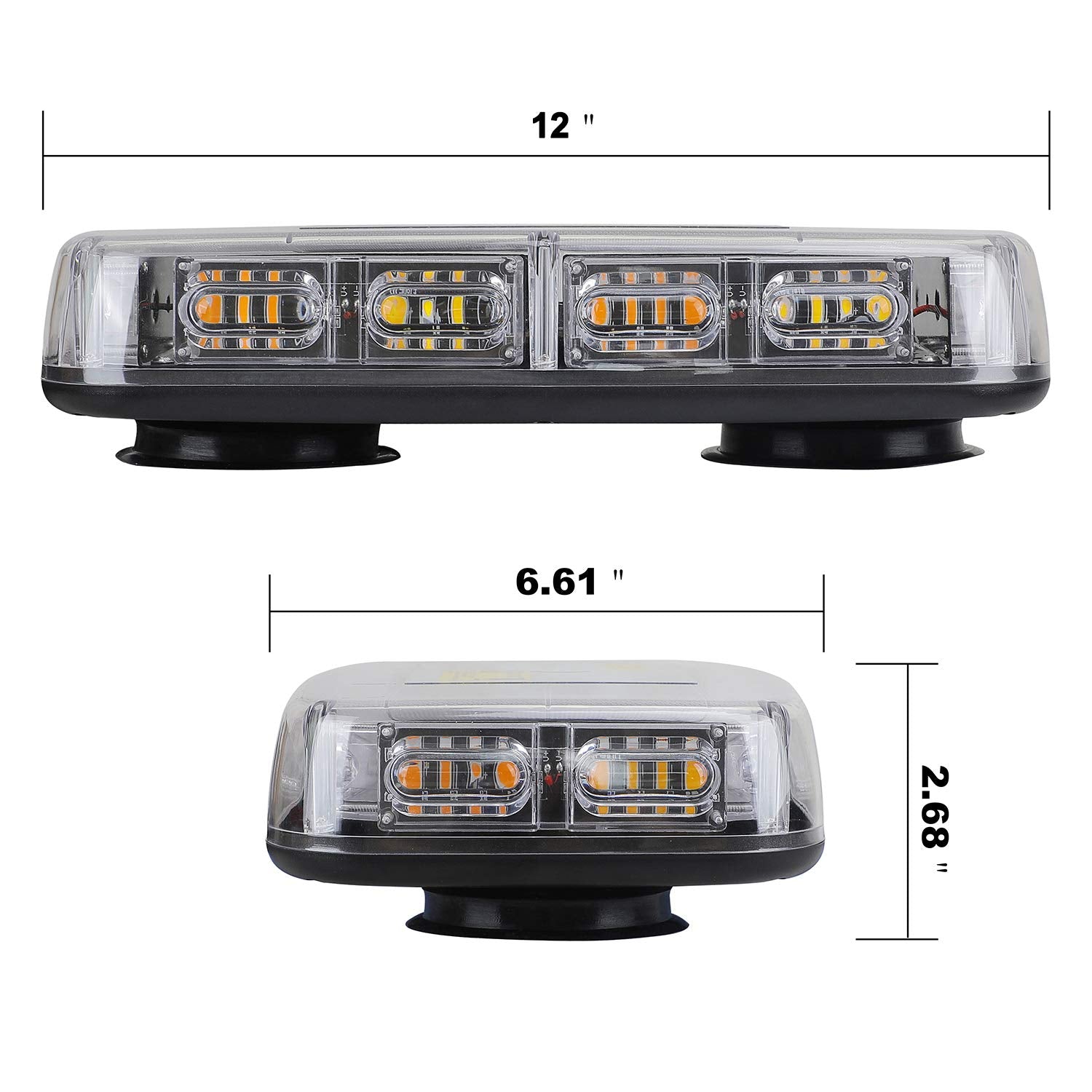 ASPL Roof Top Strobe Lights - Upgraded 48LED Magnetic Mini Light Bar, Amber/White for 12-24V Trucks, Snow Plow, Construction Vehicles