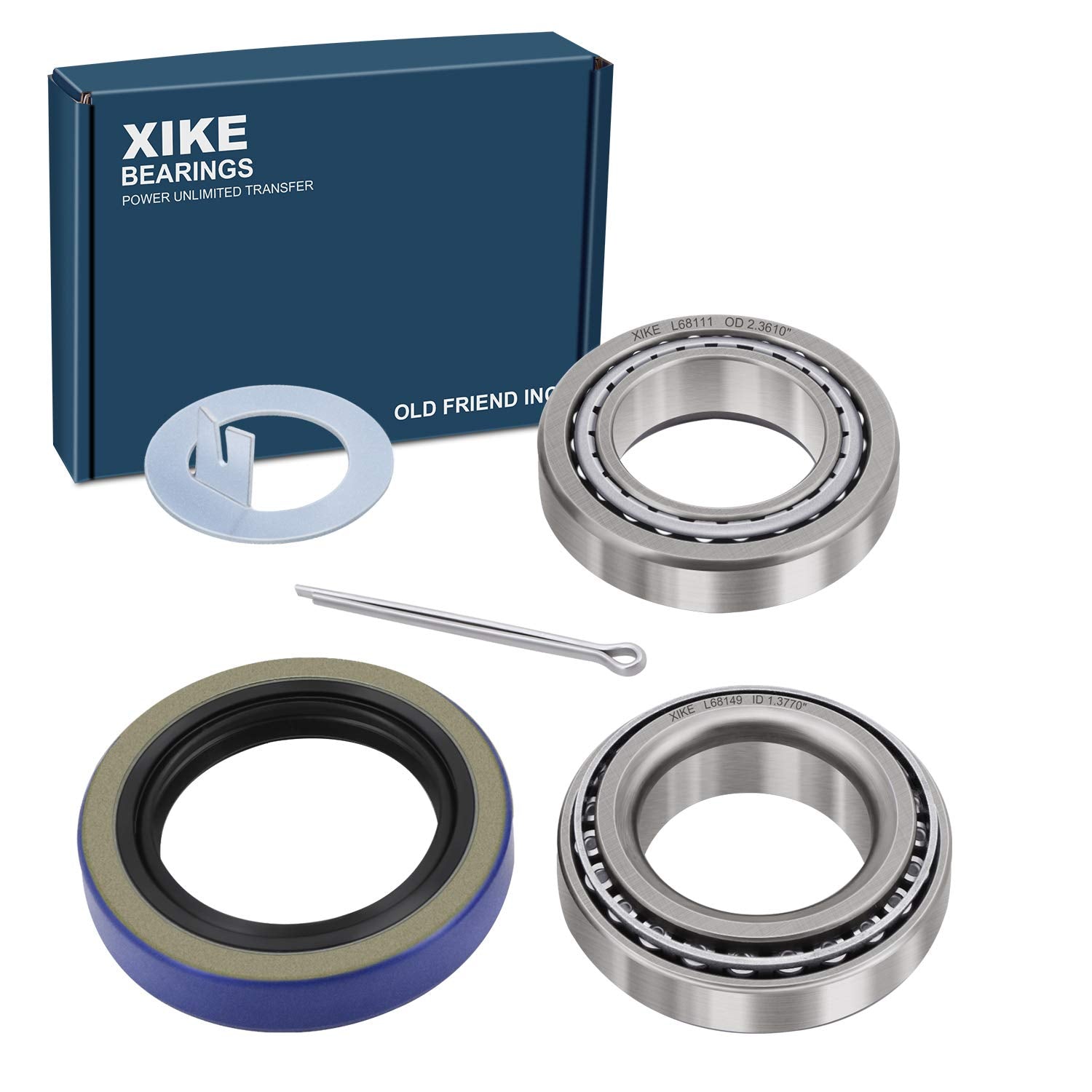 XiKe 1 Set Fits 1-1/16 to 1-1/4 inch Axles Trailer Wheel Hub Kit, L68149/L68111 & LM67048/LM67010 Bearings, 171255TB/10-19 Sea