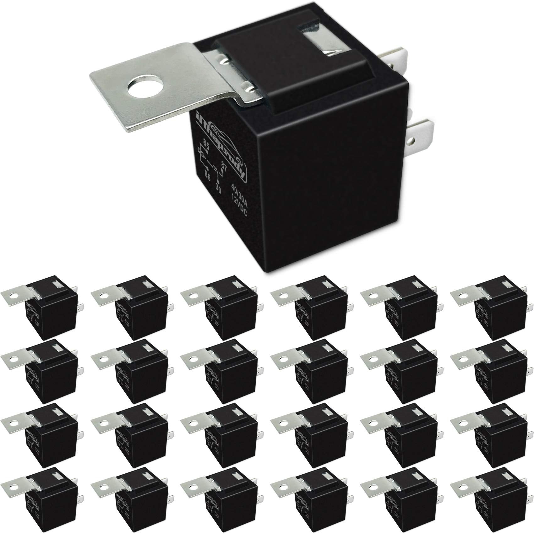 irhapsody Car Relay 4-pin 12V 40/30amp, Spst 12-Volt Auto Switches & Starters,Pack of 25