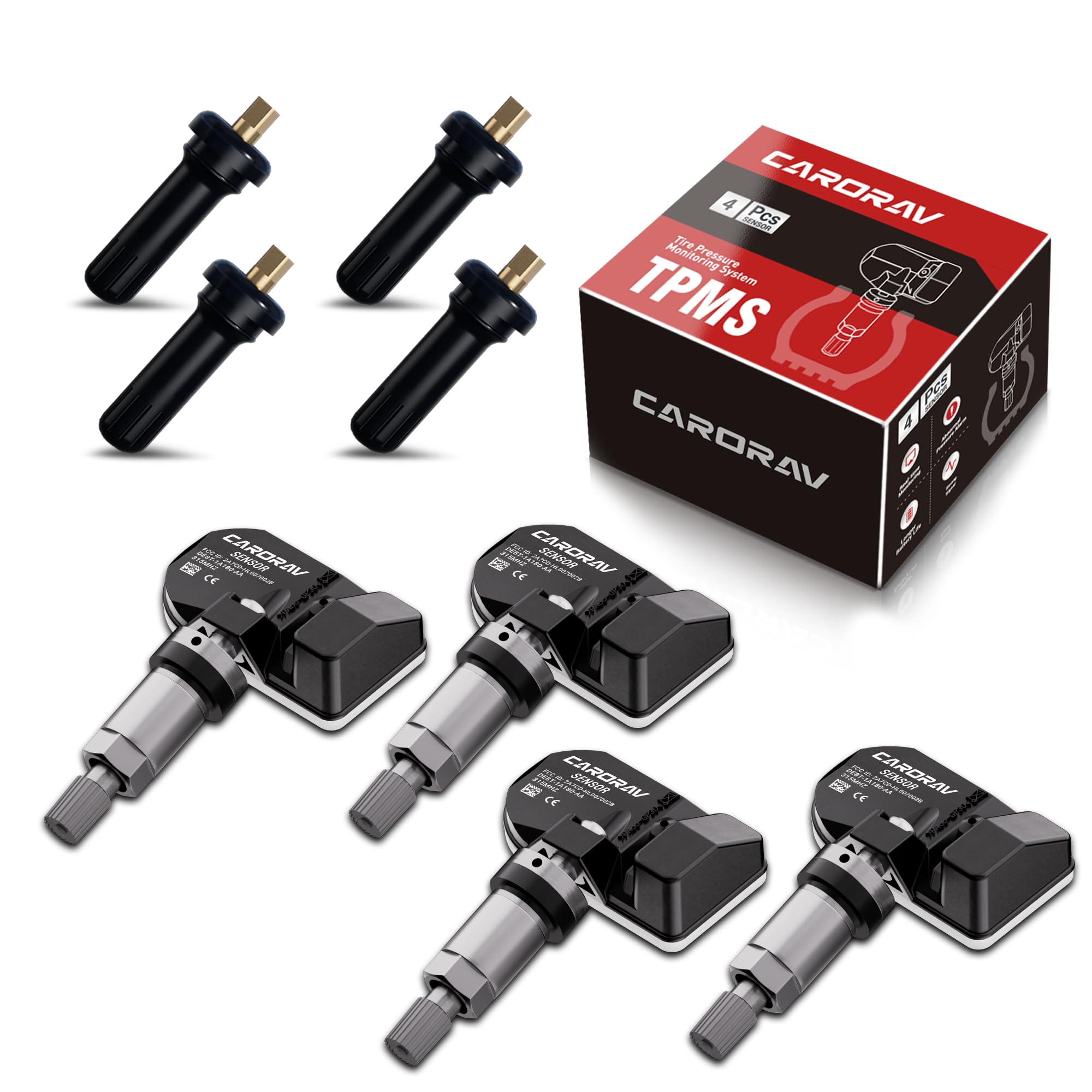 CARORAV TPMS Sensor, 315MHZ Tire Pressure Monitoring System Compatible with Ford F150. F250. F350. Explorer. Focus. Fusion, Pre-
