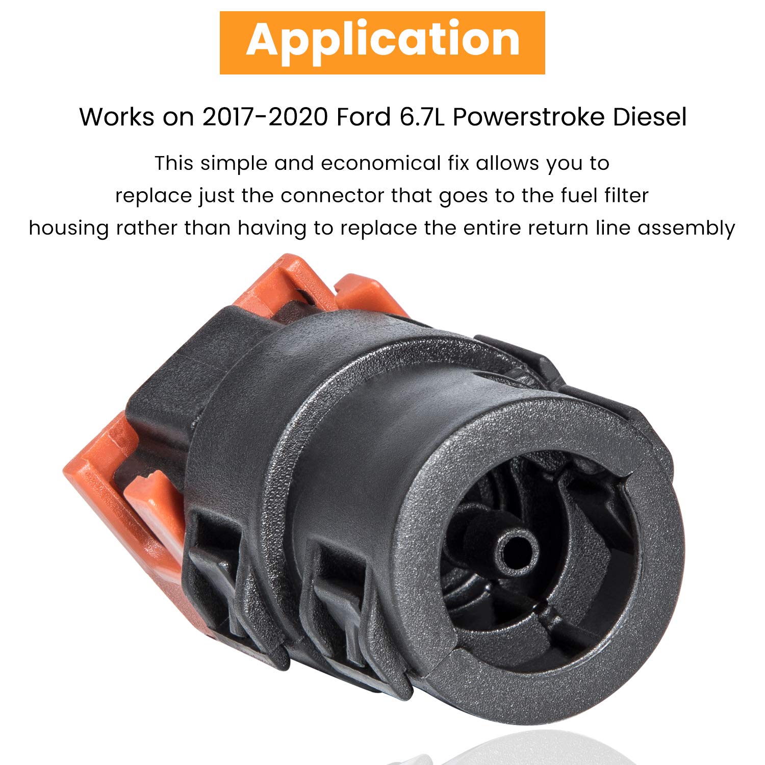 E-cowlboy 6.7L Powerstroke Fuel Filter Return Line Connector Fitting HC3Z-9A564-A, Black & Orange, Plastic, 2017-2020 Ford