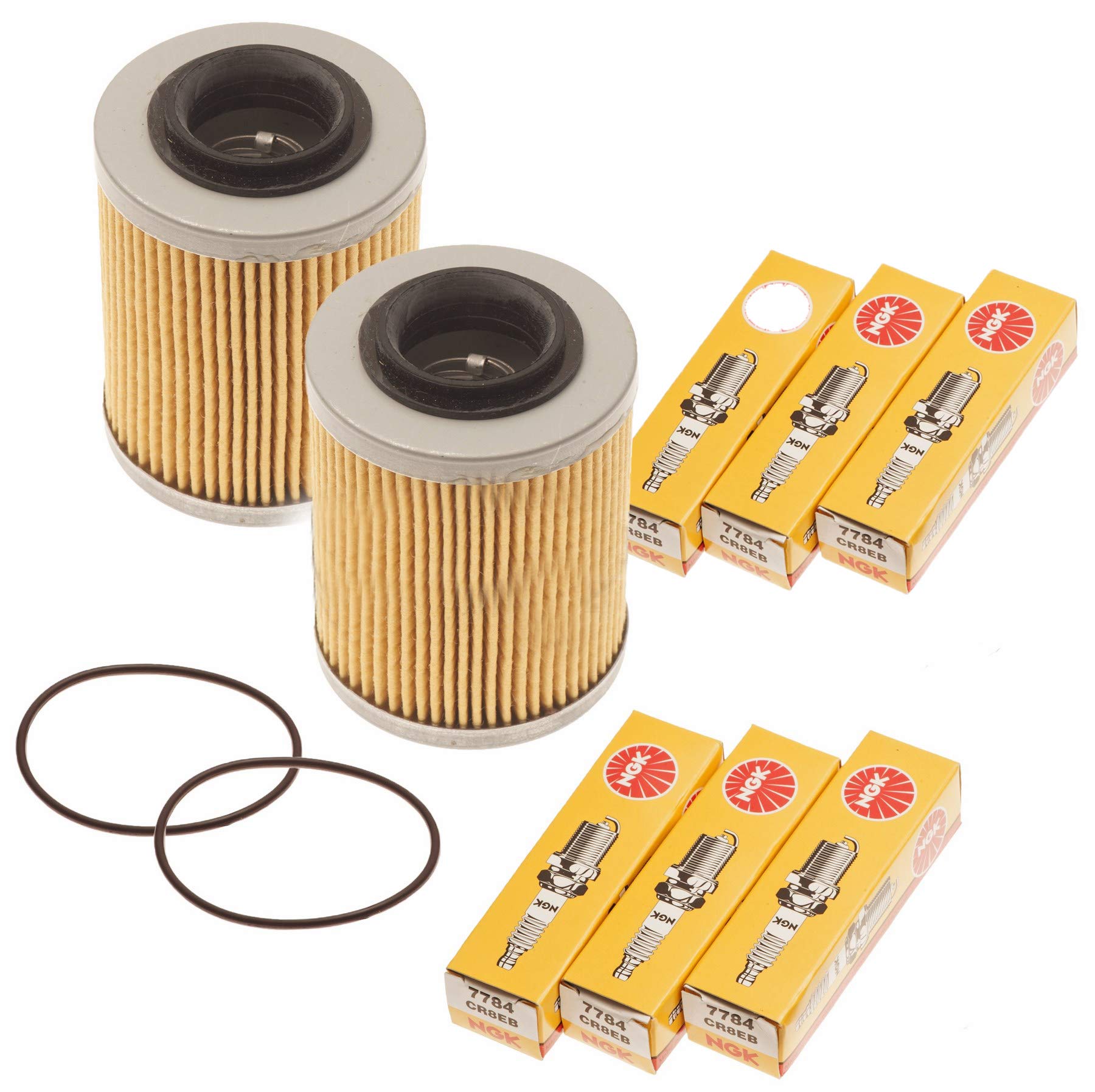 Sea Doo Spark 900 Oil Filter W/ORing & NGK Spark Plugs 420956123 CR8EB 2 Pack