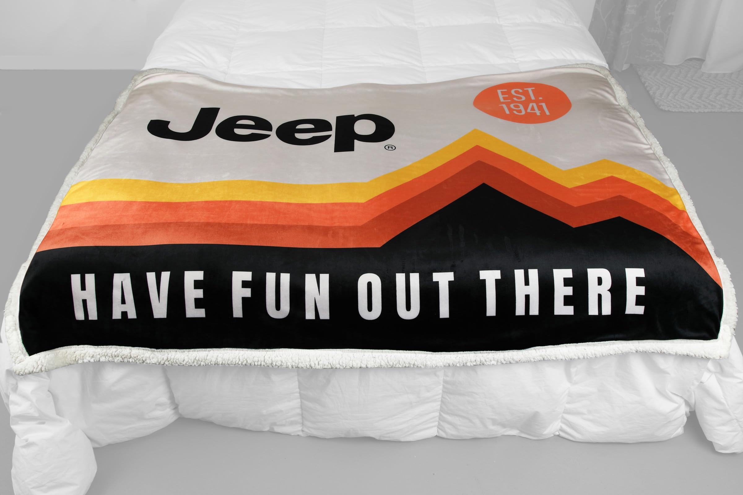 Jeep Sherpa Fleece Throw Blanket - Supersoft & Warm 50" x 60" - Multicolor - Jeep_Throw