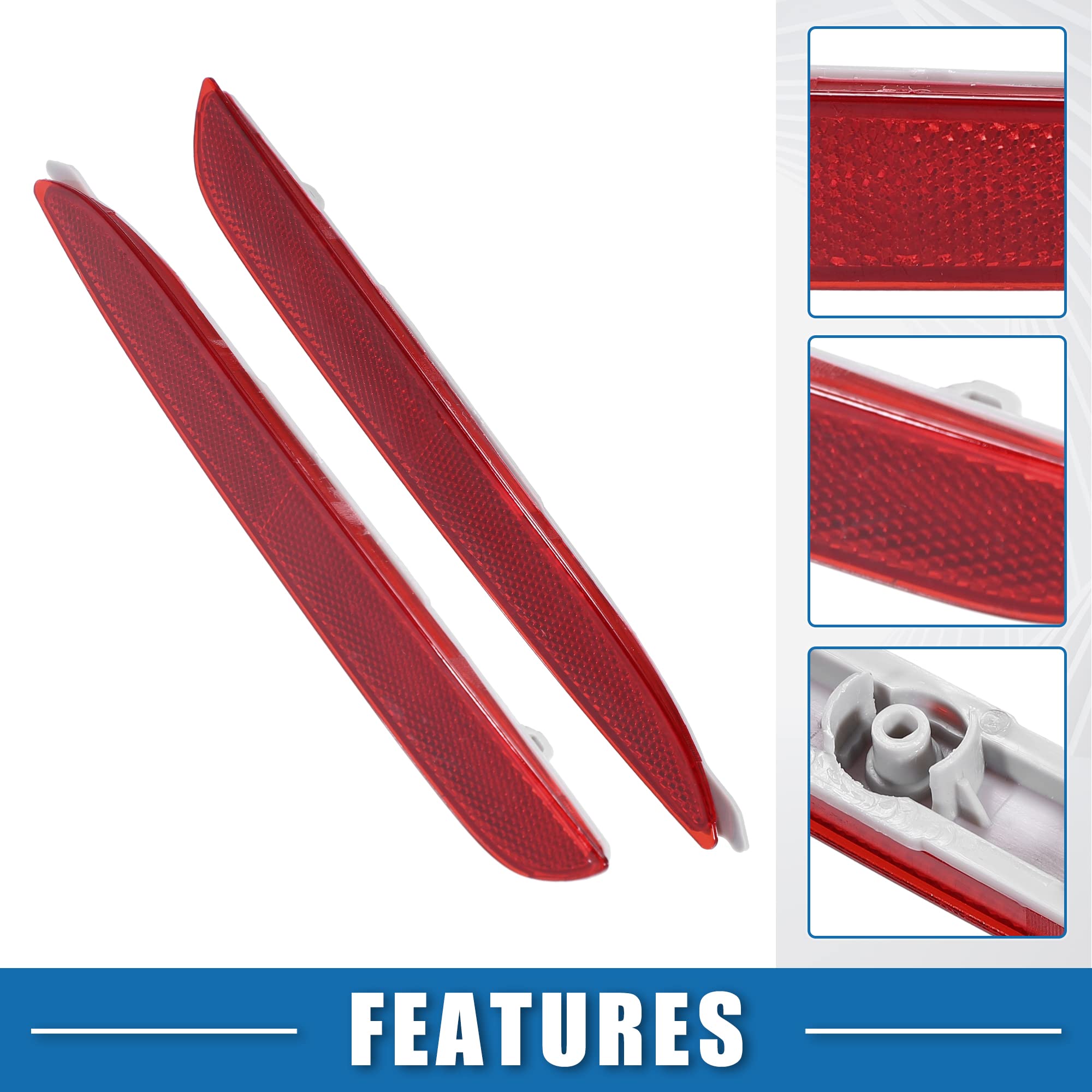 A Absopro Car Rear Left Right Bumper Reflector Bff4-51-5L0A Bff4-51-5M0A For Mazda 3 Bl 2009-2013 Plastic Red (Set Of 2)