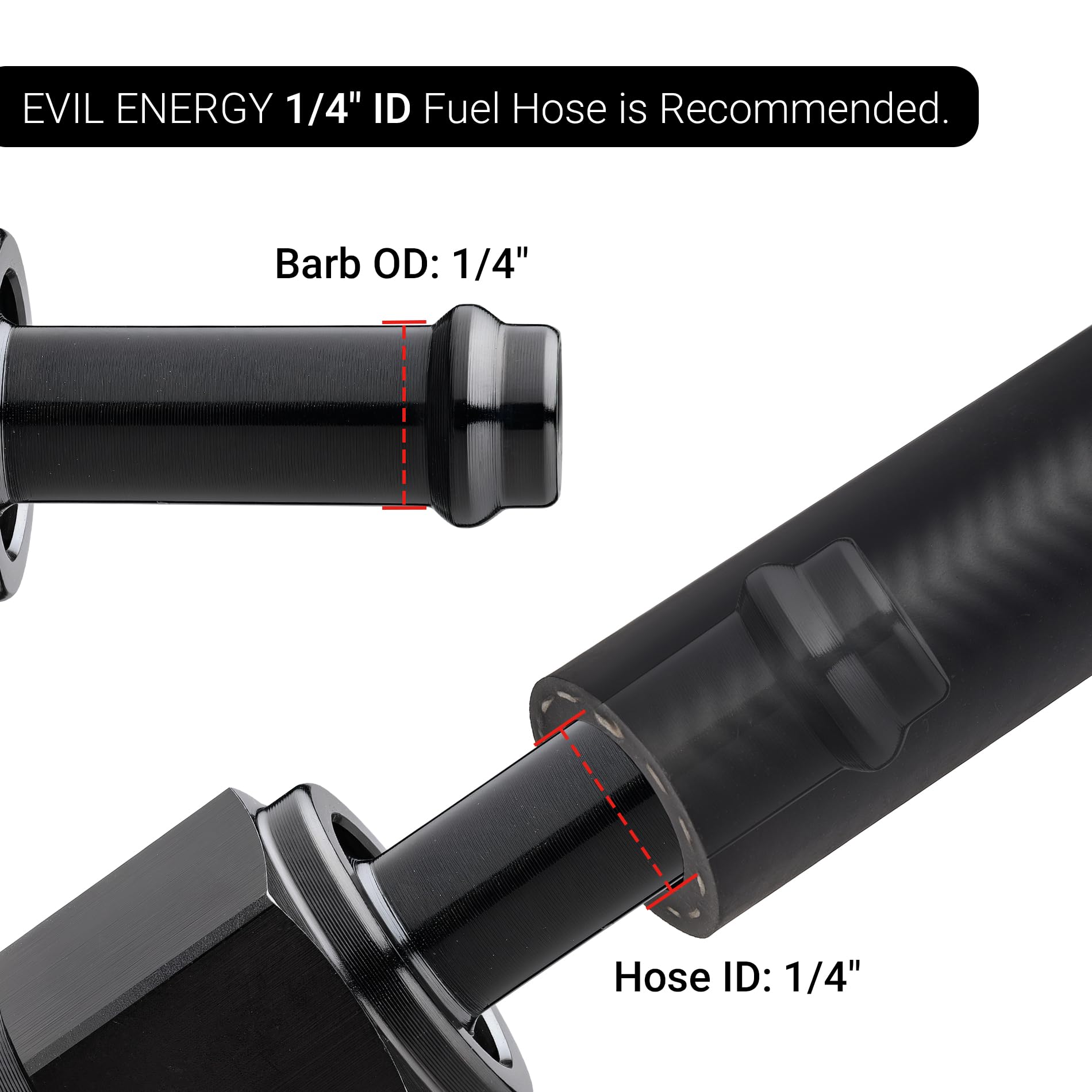 EVIL ENERGY 4AN Female to 1/4'' Barb Hose Fitting Straight Swivel 2PCS