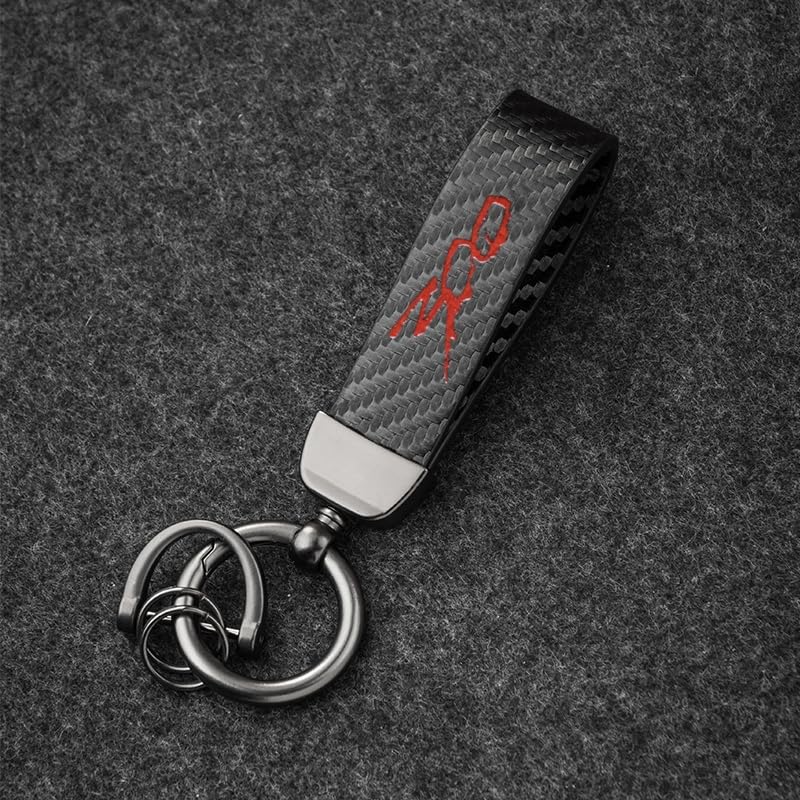 Huiants Carbon Fiber Style Car Keychain 300 Emblem Microfiber Leather Key Chain Compatible With Chrysler 300 300C 300S Accessori