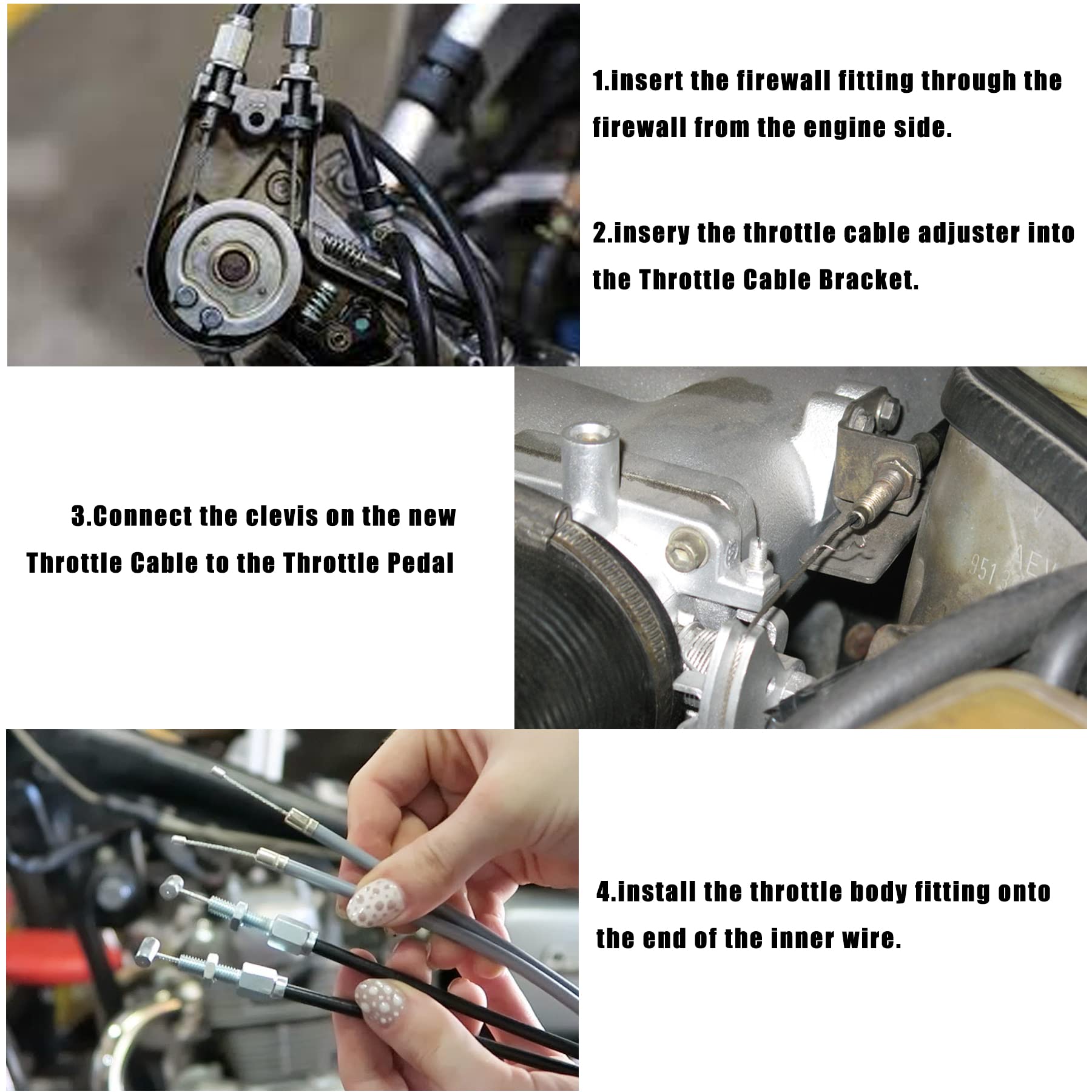 Oraevy 24'' Hi-Tech Universal Throttle Cable Braided Stainless Steel Throttle Cable Kit