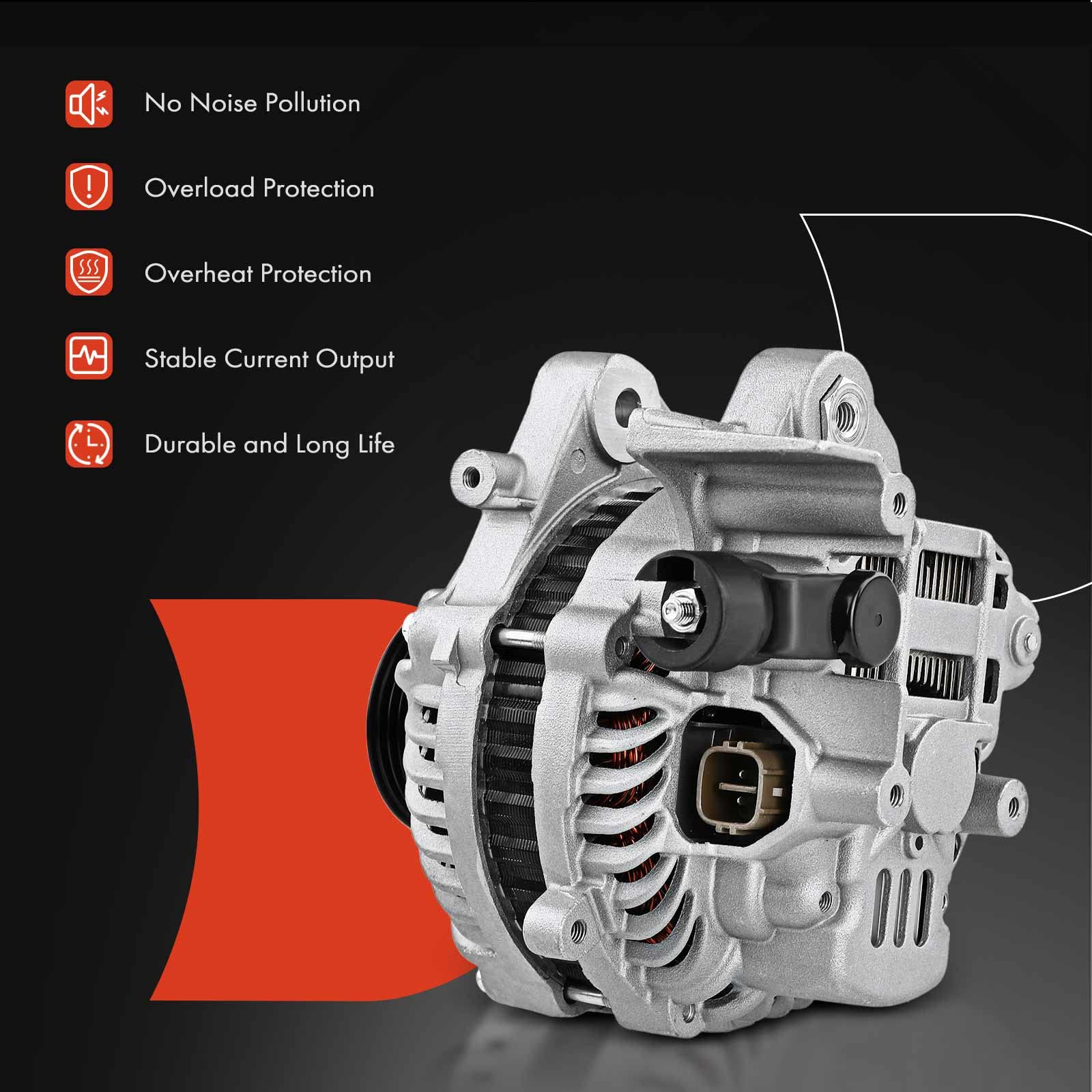A-Premium Alternator Compatible with Honda Civic 2006 2007 2008 2009 2010 2011 L4 1.8L, 80A 12V CW 7-Groove Pulley, Replace# 311