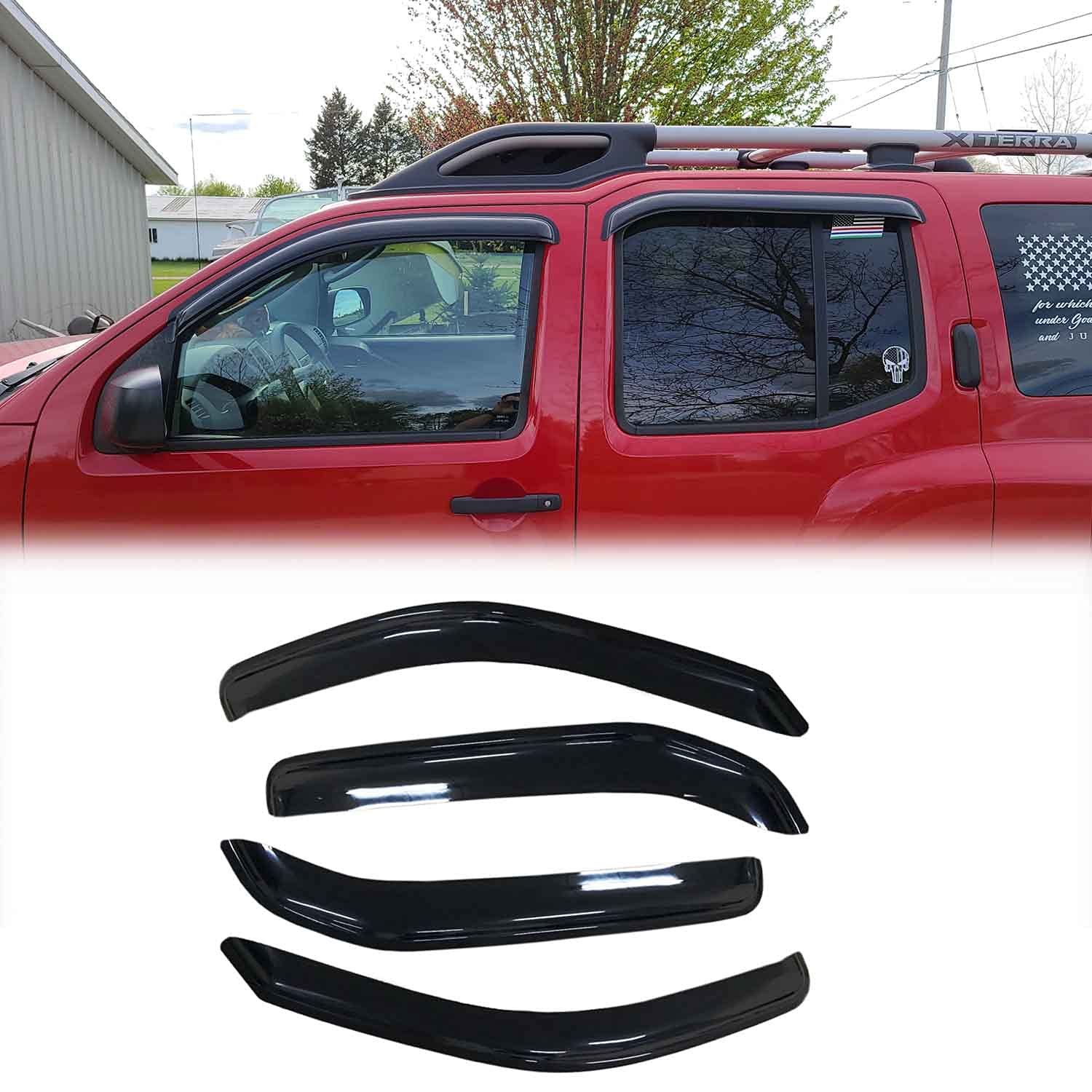 Puermto Side Window Wind Deflector,4Pcs Out-Channel Tape On Dark Smoke Nice Rain Guards Set, Window Visor Fit For 2005-2015 Niss