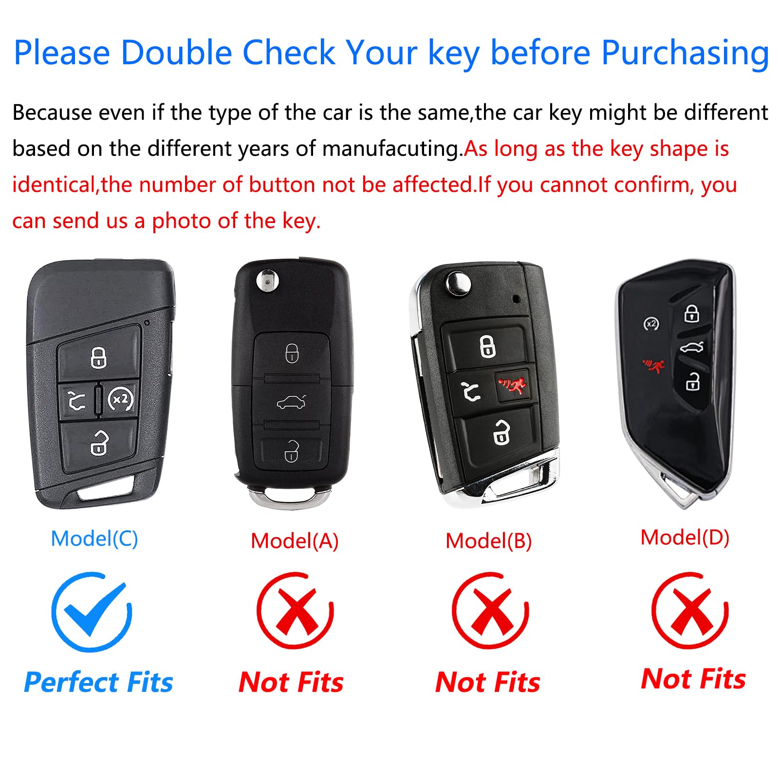 Ocezbiis For Volkswagen Key Fob Cover,Keychain,Zinc Alloy Protection Car Key Shell Case Compatible With Vw Holder Smart Remote K