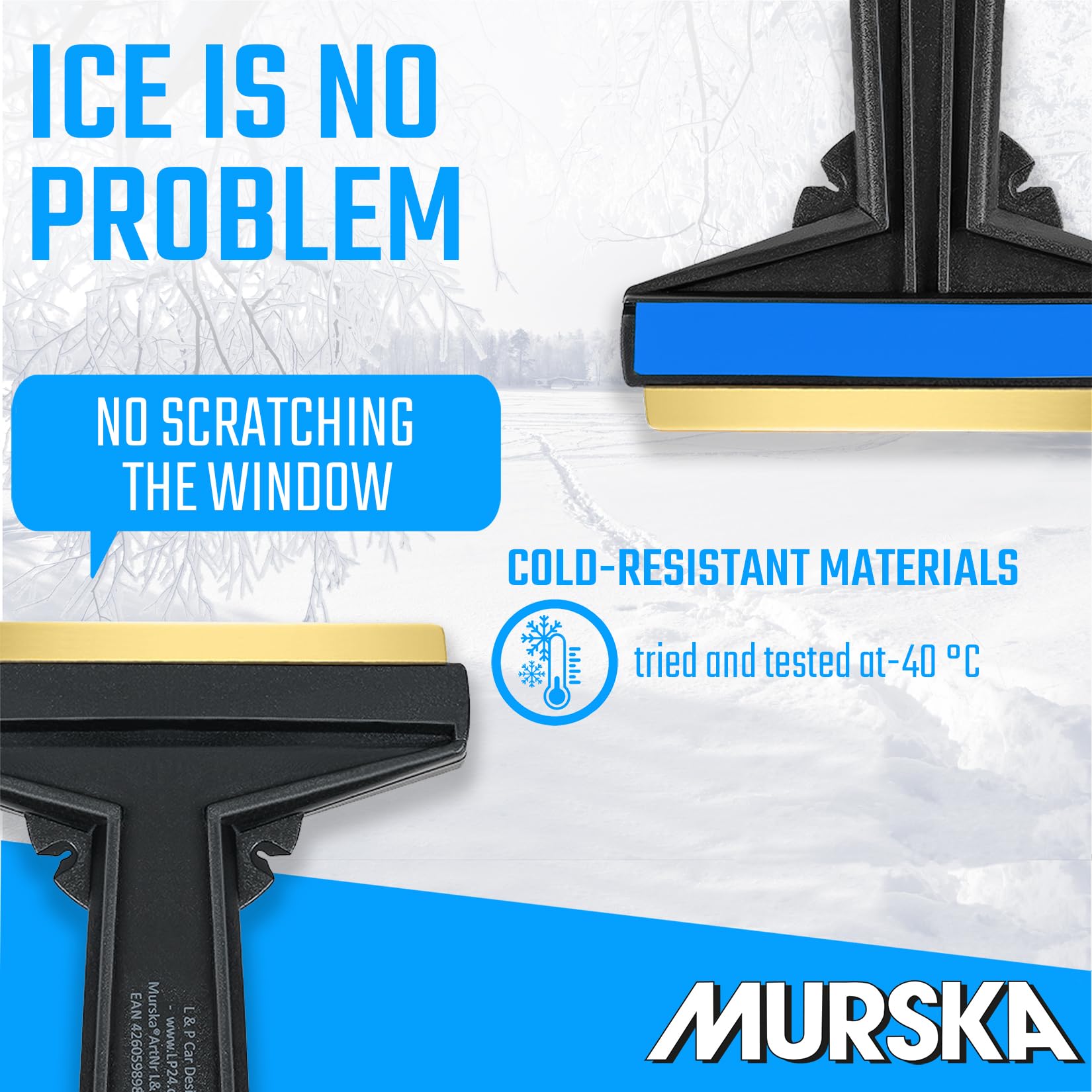 L & P Car Design Car Ice Scraper - Brass Blade, Efficient Winter Tool - 2 Pack, Random Color, Model A054-2