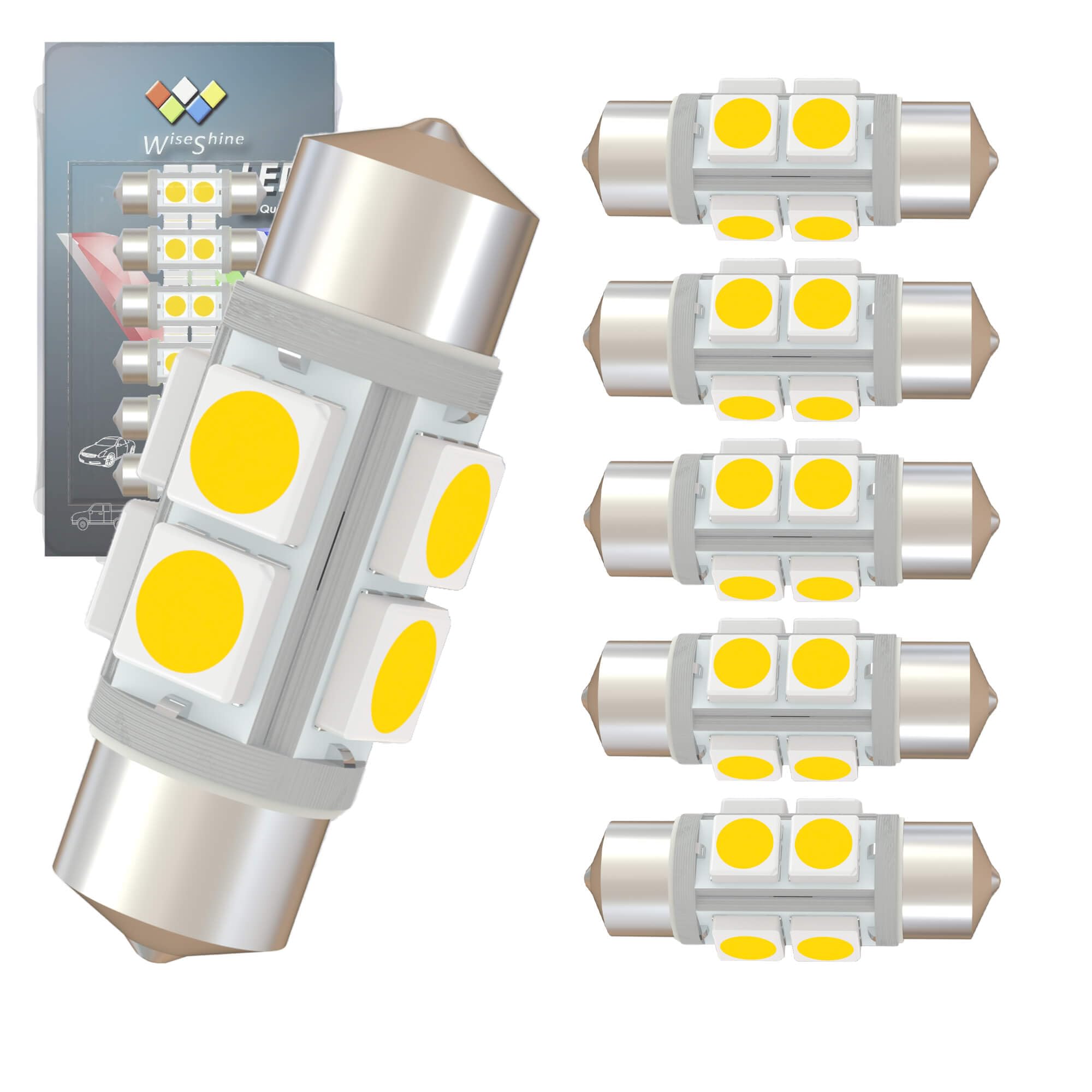 Wiseshine DC 24V 36mm 6418 LED Bulb Natural White 6411 C5W DE3423 LED Festoon Bulb for Truck Interior Reading Map Glove box Ligh