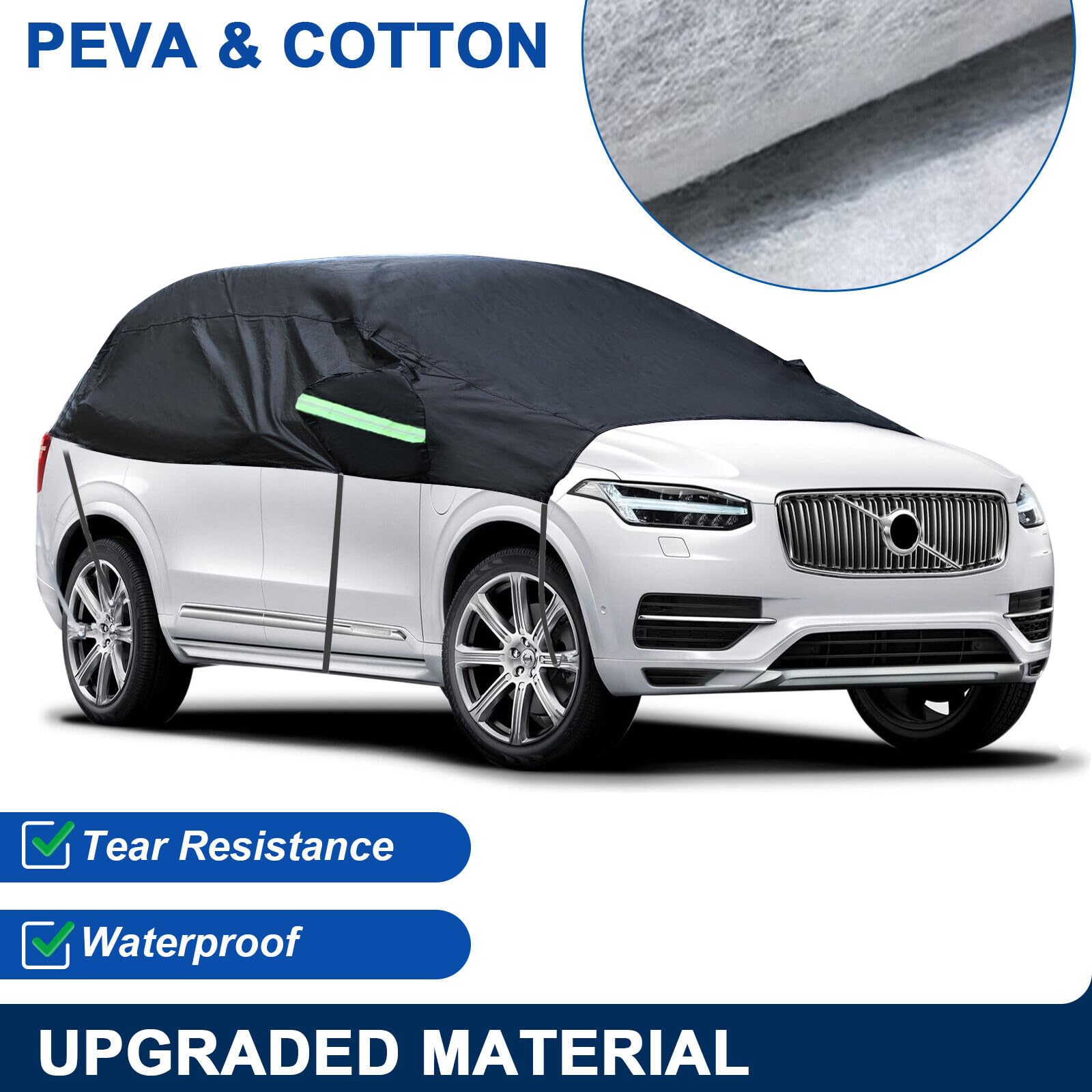 Universal Suv Half Car Cover Waterproof All Weather, Hail Protector Car Body Covers Outdoor Indoor For All Season Windproof Dust