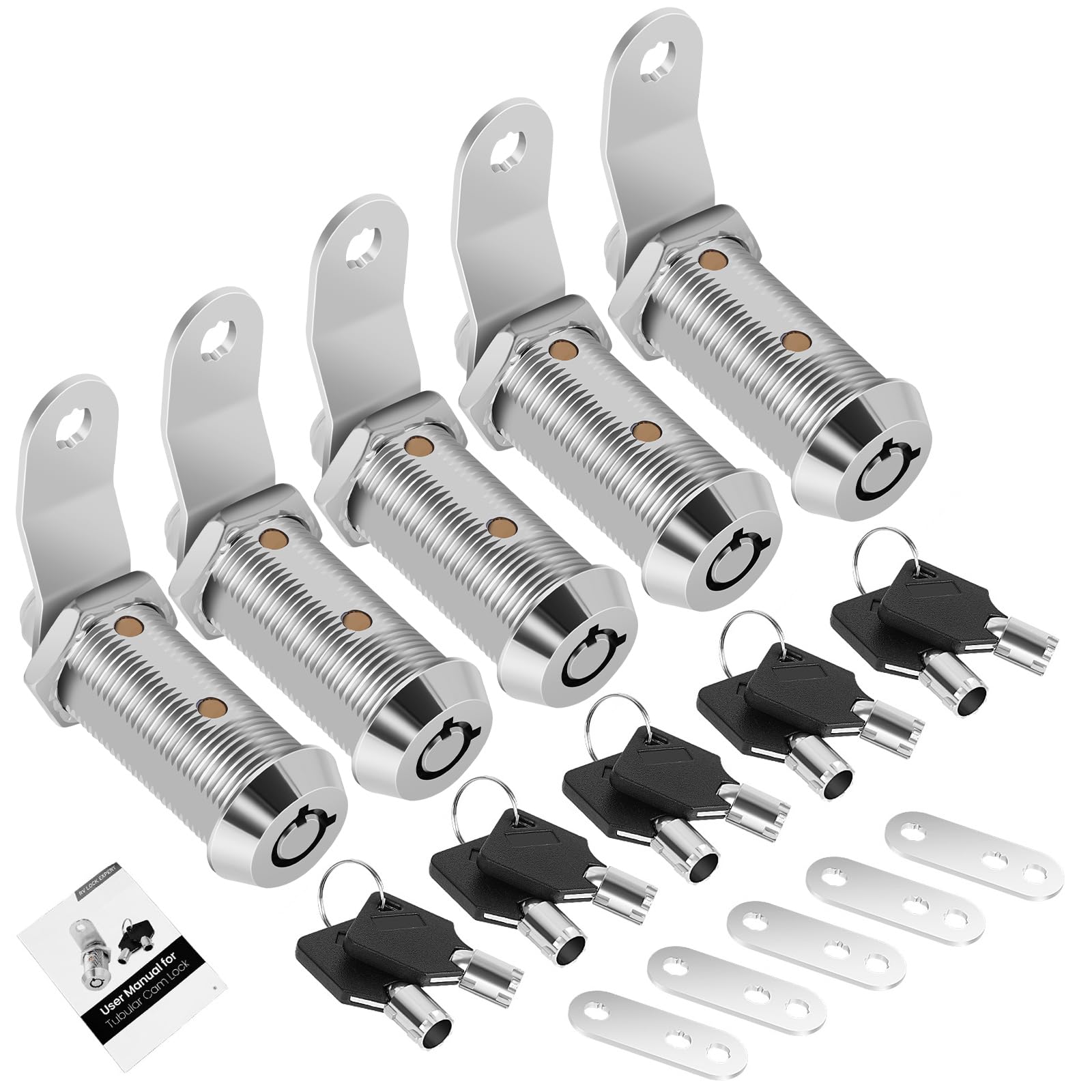 Cylinnda 5 Pack Cabinet Lock With Keys, 1-1/2'' Rv Storage Locks Keyed Alike, Rv Locks For Storage Door, Camper Toolbox Rv Cam L