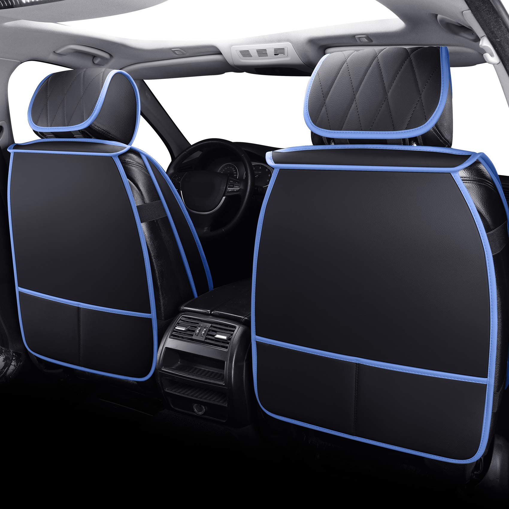 Aierxuan Front Seat Covers For Cars, Waterproof Leather For Nissan Chevy Malibu Kia Soul Sorento Hyundai Elantra Tucson Accent S