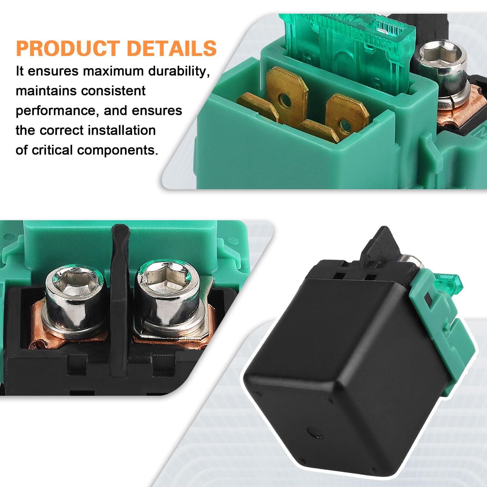Yerbay Starter Solenoid Relay for Honda Shadow 750/1100 & CBR600RR, Compatible with Kawasaki Vulcan 500/800/900/1500-1700
