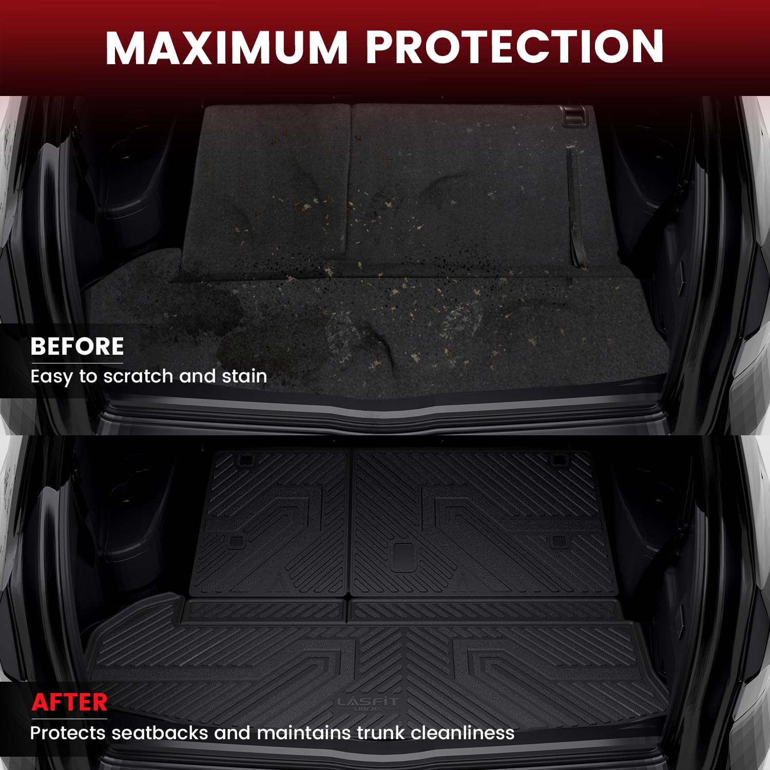 Lasfit Floor Mats & Backrest Mats & Cargo Mats For Hyundai Palisade 7/8 Seats 2025 2024 2023 2022 2021 2020, All Weather Tpe Cus