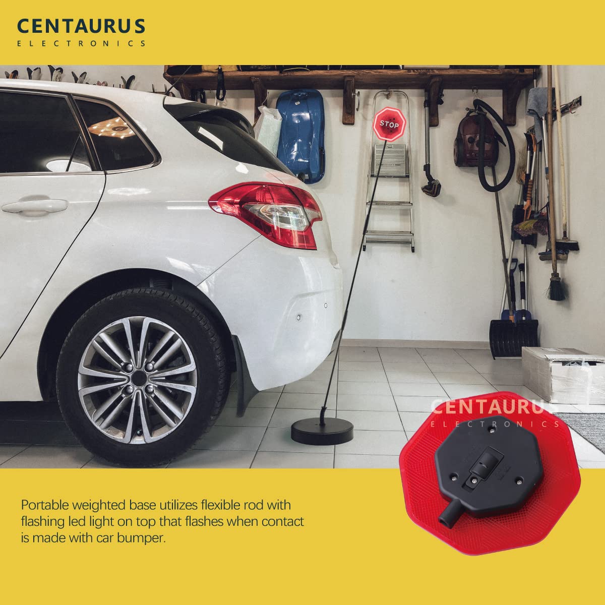 Centaurus Garage Parking Assist Led Flashing Garage Parking Sensor Perfect Target Indicator Parking Flashlight System With Adjustable Height Guide Led Stop Sign Bumper Sensor, Red (1 Pack)