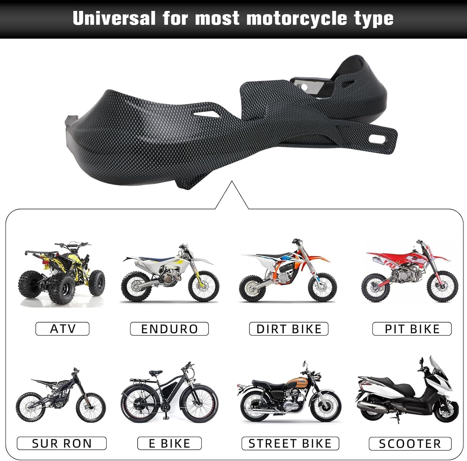 Jfg Racing Dirt Bike Handguards,Transfer Imitation Carbon Fiber Universal Handguards Hand Guards For 7/8 In And 1 1/8 In Handleb