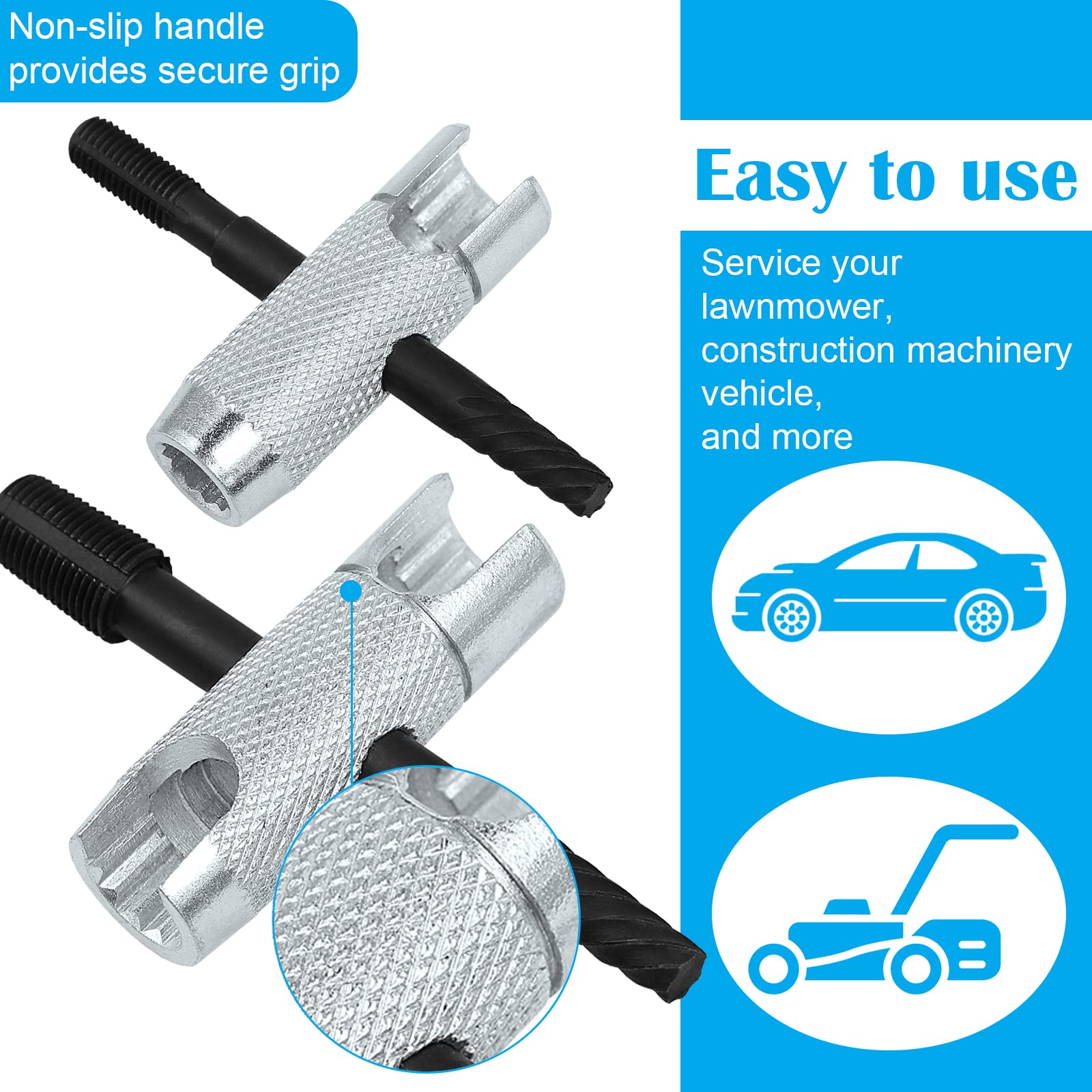 NOVINO Grease Zerk Tool,4 Way Zerk Grease Fittings Removal Tool Fit 1/4''-28 SAE,1/8''-NPT,M10x1 M8x1 and Hex Size 3/8'' 5/16''