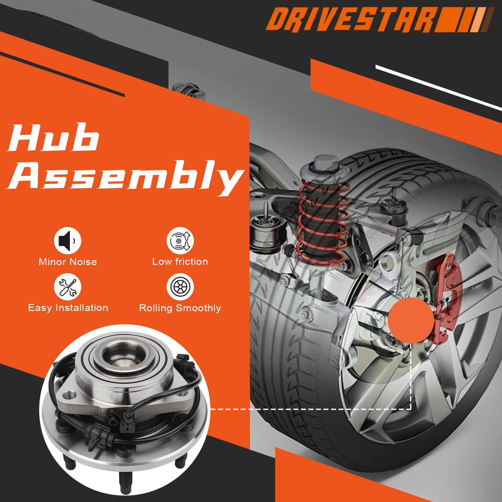 Drivestar ?2Wd Only? Front Driver Or Passenger Side Wheel Hub And Bearing Assembly For Chevy Silverado 1500 1999-2006, For Gmc S