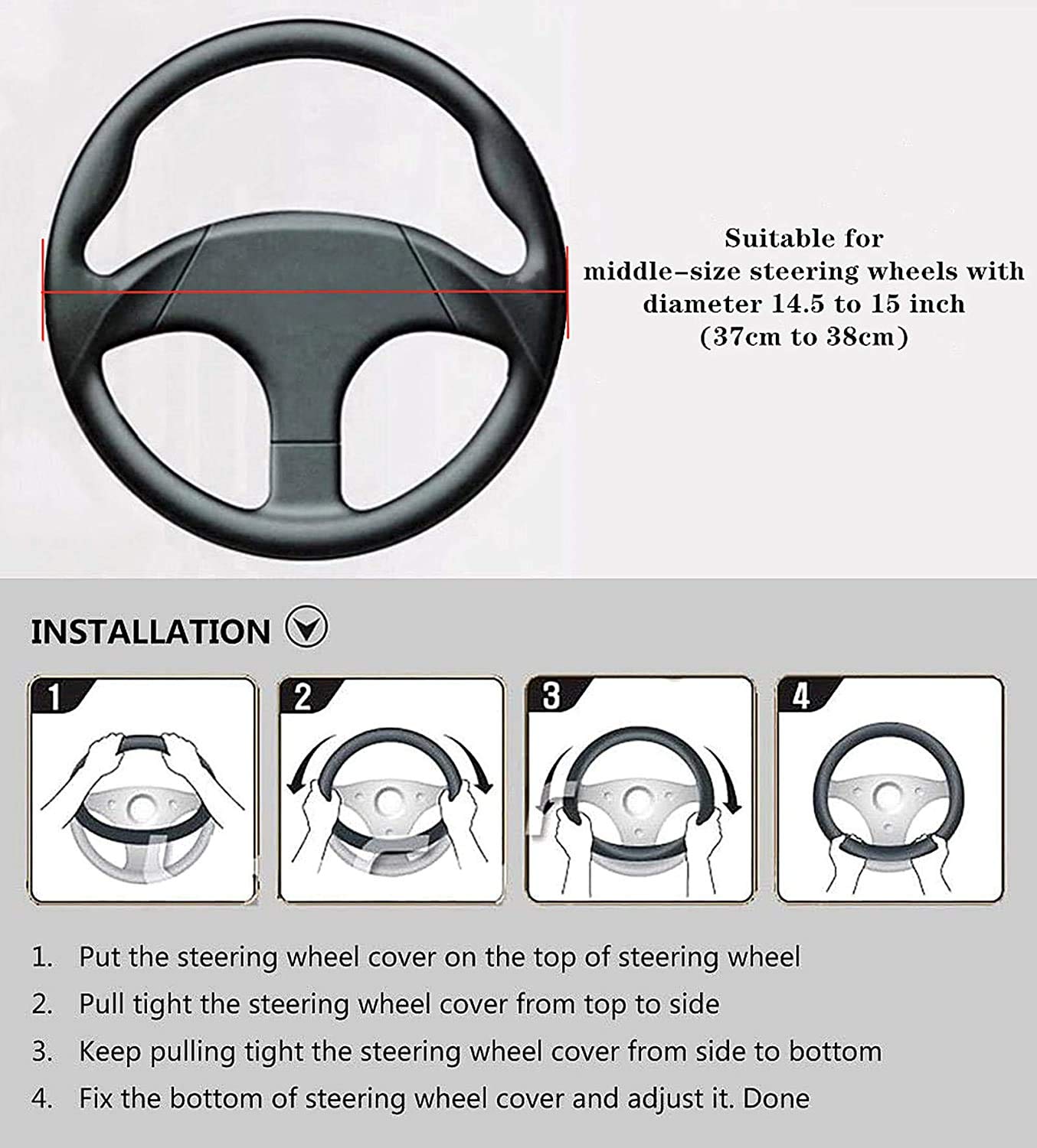 Labbyway Steering Wheel Cover, Universal 15 Inch Microfiber Leather Car Wheel Protecto, Skidproof, Stable, Warm In Winter And Co