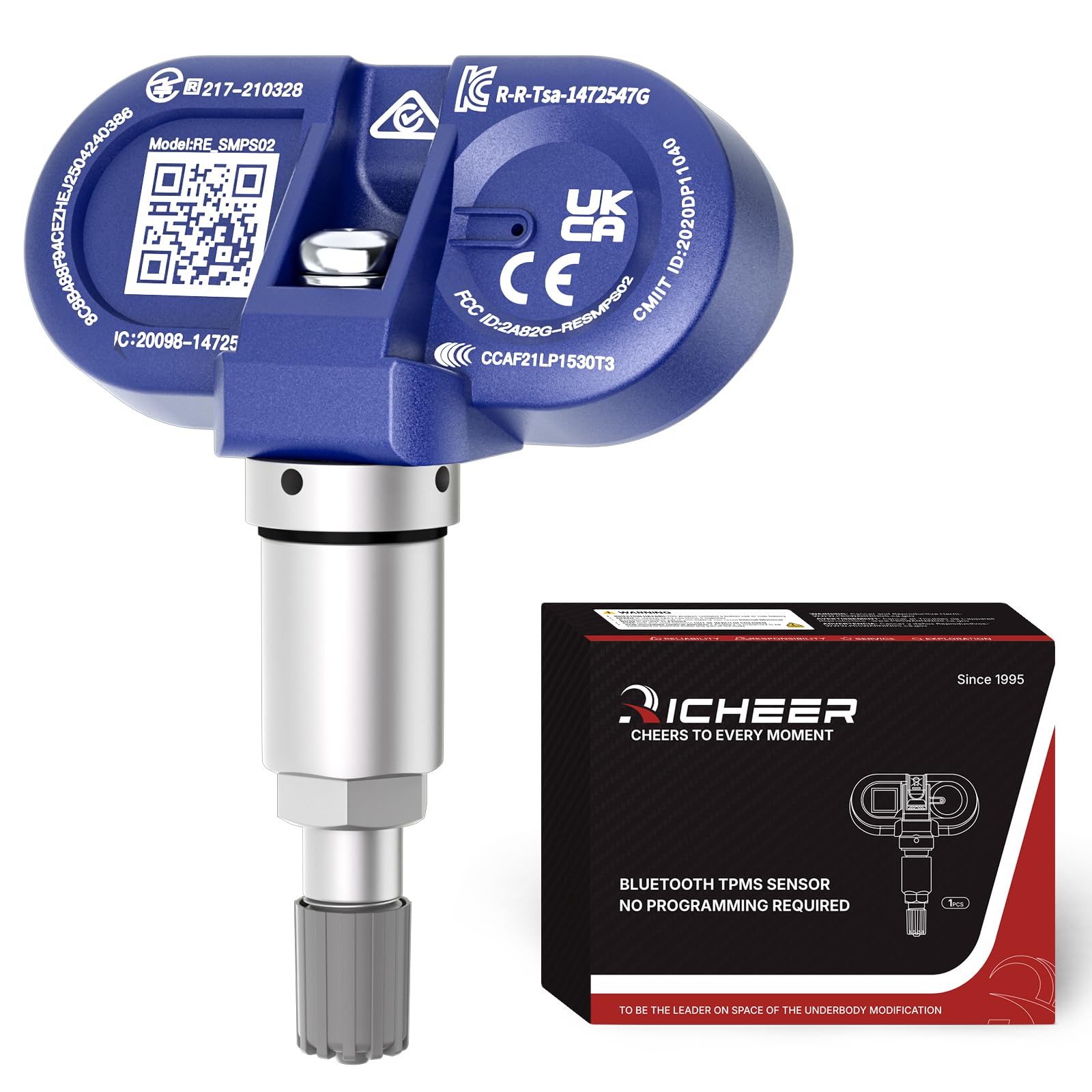 Richeer Upgraded Bluetooth TPMS Sensor for 2020-2025 Model 3, Model Y, Model S, Model X, Silver Tire Pressure Monitoring Sensor 
