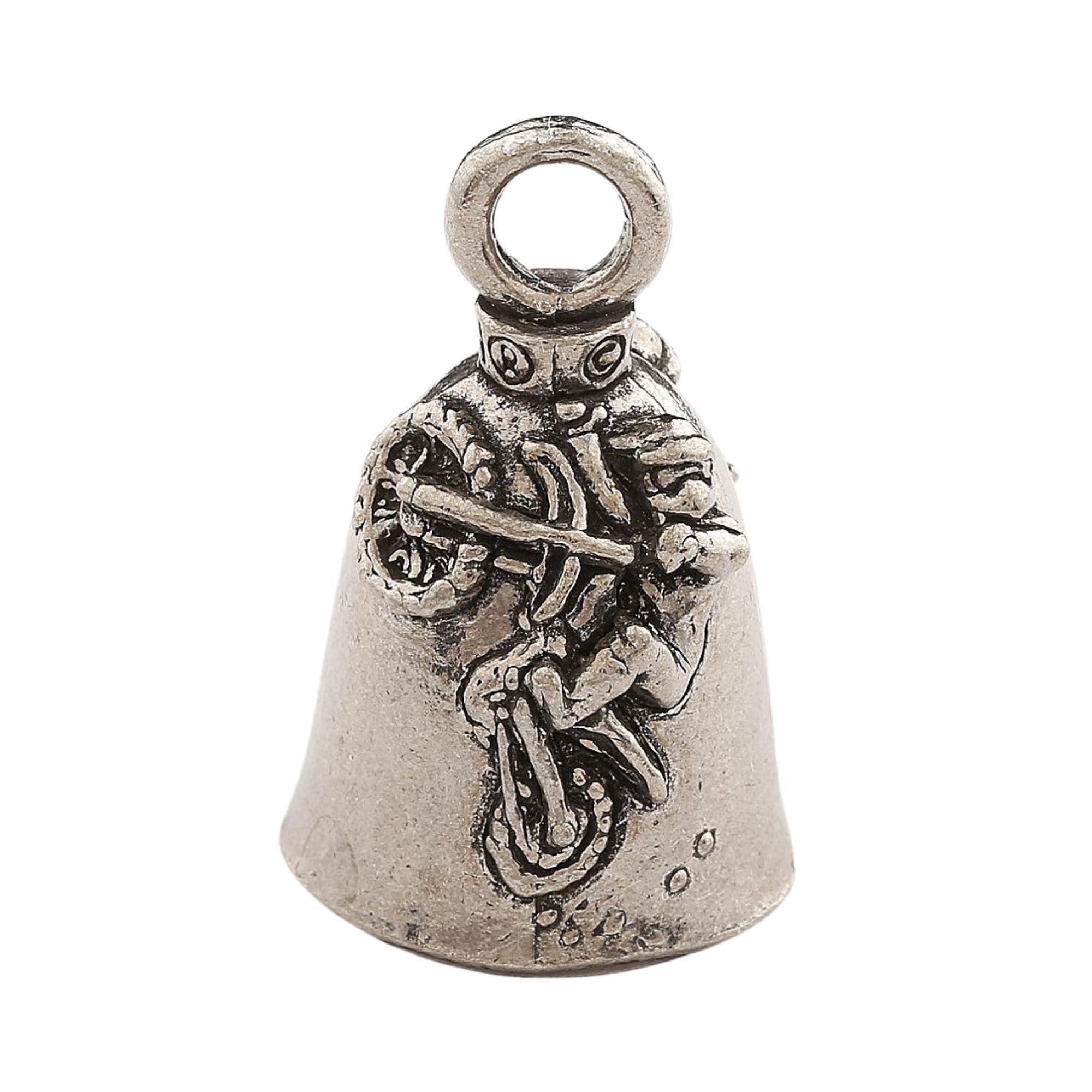 Guardian Bell Dirt Bike Tricks Good Luck Bell W/Keyring & Black Velvet Gift Bag | Motorcycle Bell | Lead-Free Pewter | Good Luck