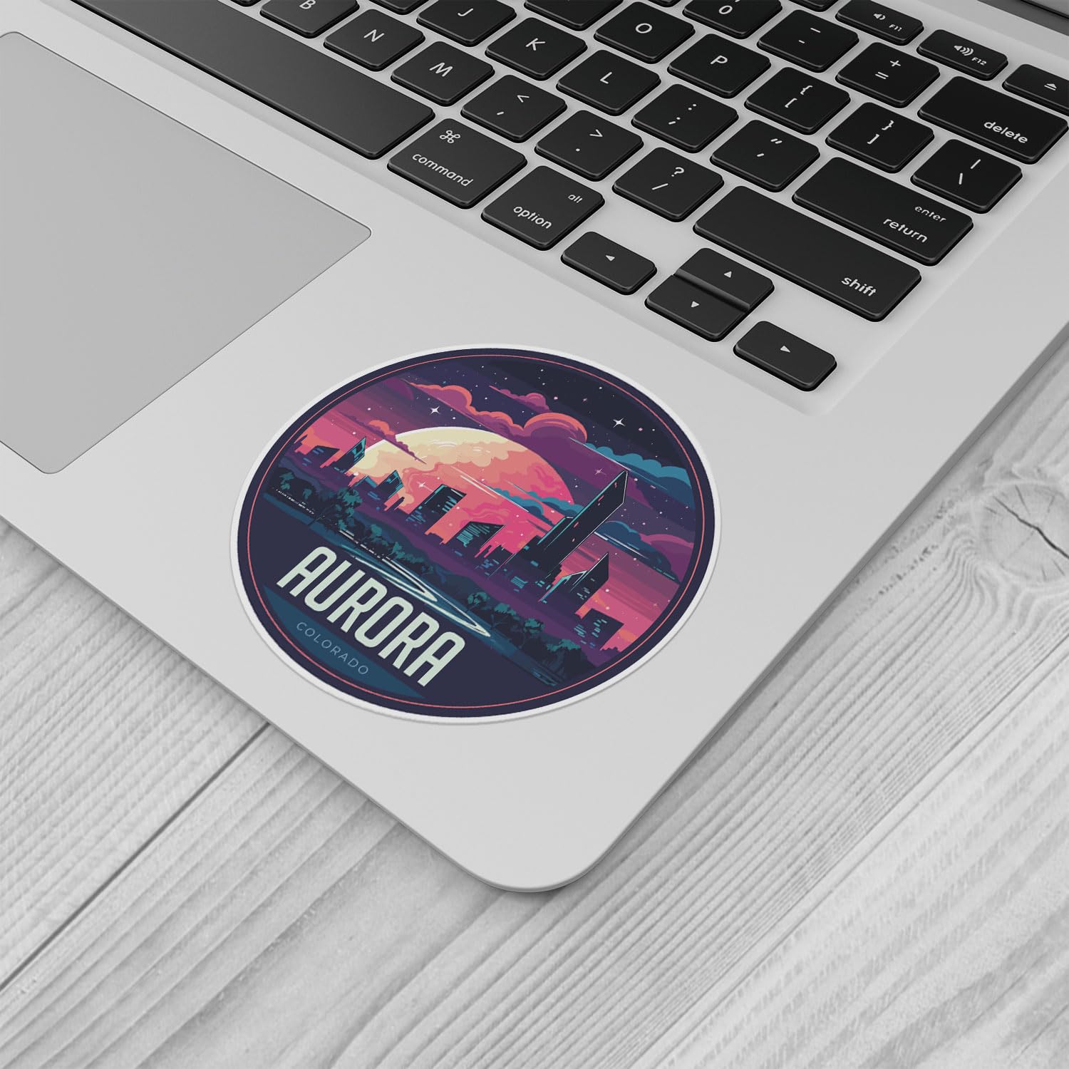 Aurora City Sticker - Waterproof Vinyl Decal for Car Bumper, Laptop, Water Bottle, Wall, and Window, Size - 3'' Longer Side