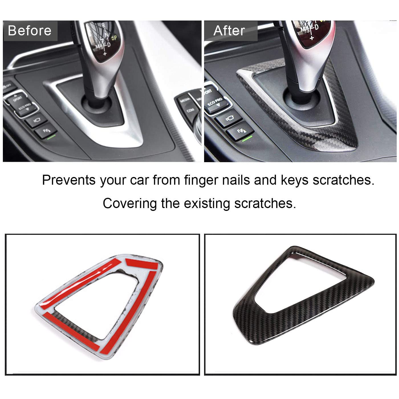 WODOFO GDR Carbon Fiber Control Gear Box Shift Knob Panel Frame Cover Sticker Interior Trim Compatible with BMW F20 F21 F22 F23