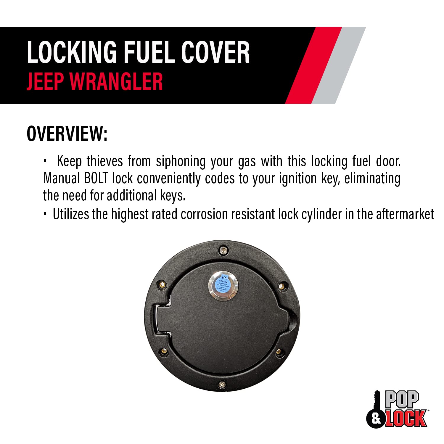 Pop N Lock 2007-2018 Locking Fuel Cover W/Bolt Technology