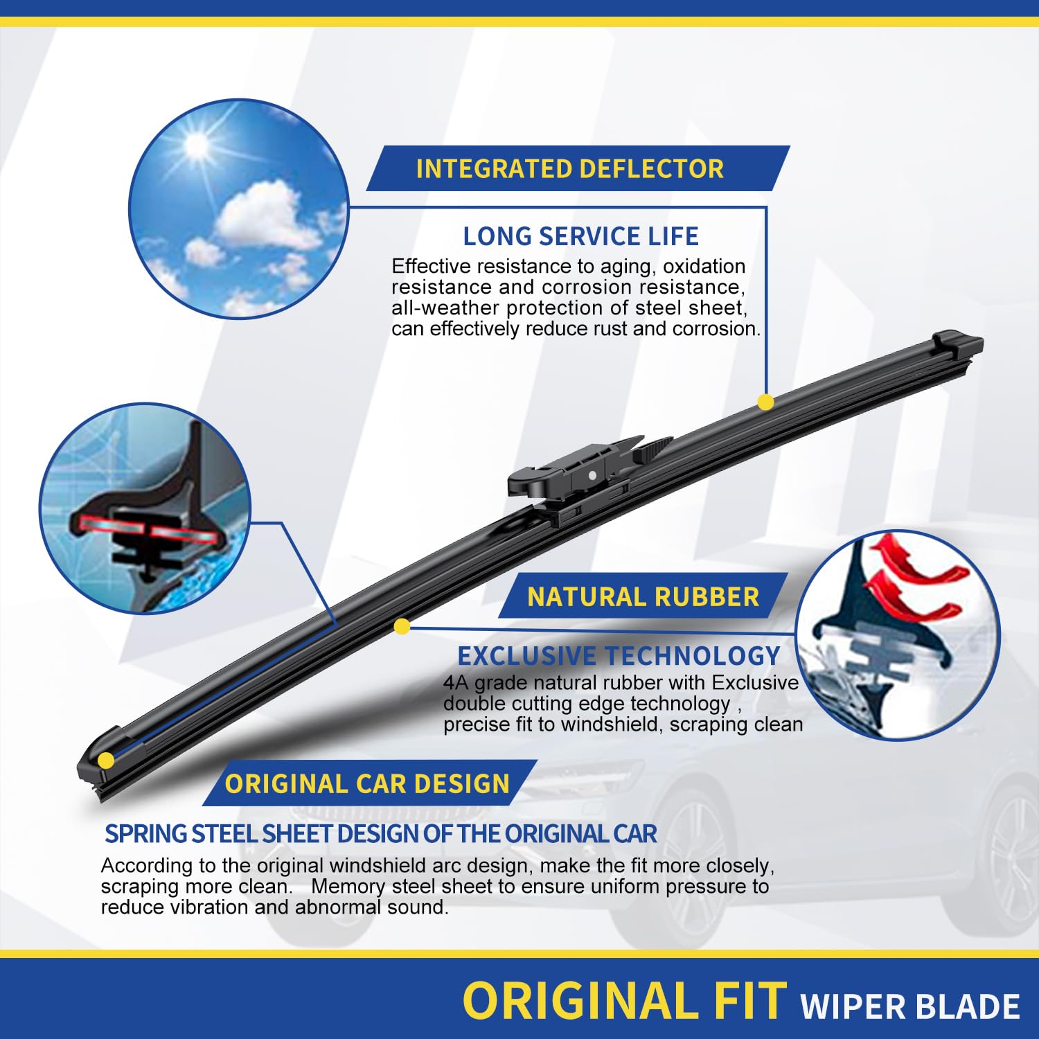 3 Wipers Factory Replacement For Ford Escape Mk3 2013-2019 Kuga Mk2 2012-2018 Fusion Mk2 Wagon 13-2017 Mondeo Mk5 Estate 15-2019