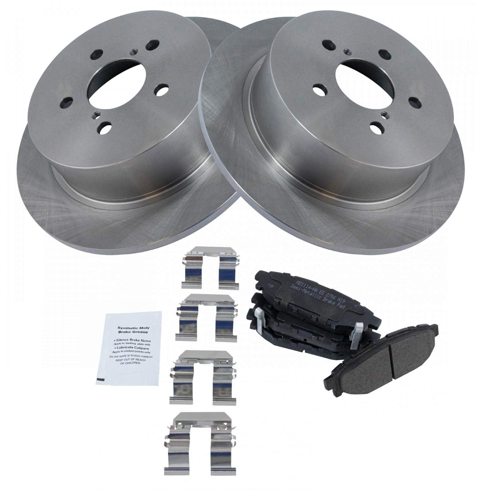 Trq Rear Brake Pad & Rotor Kit Brake Pads Brake Rotor Semi-Metallic Compatible With 2005-2009 Subaru Legacy Outback