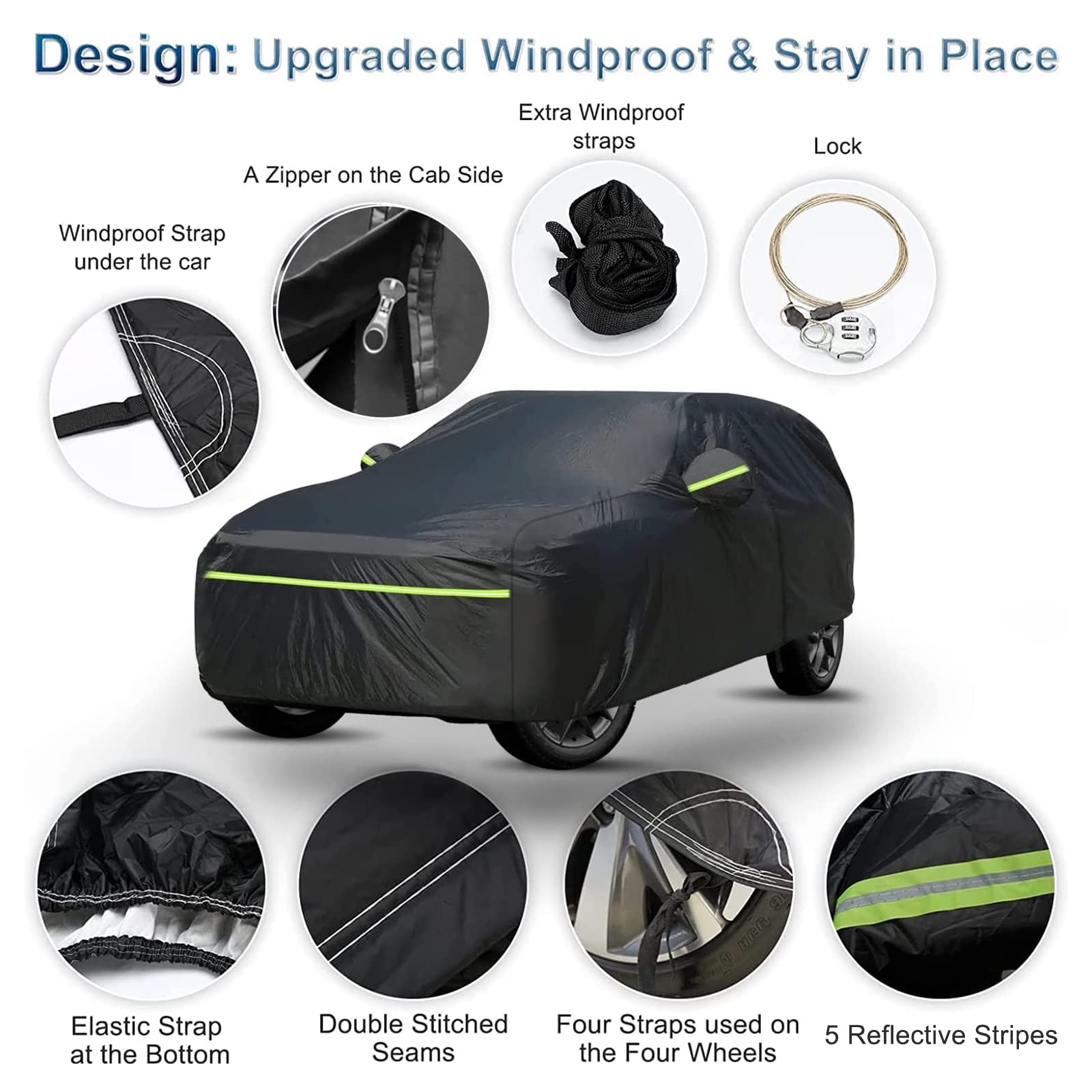 For Jeep Grand Cherokee Car Cover All Weather Waterproof Windproof 6 Layer Full Suv Car Covers Custom Fit For 2011-2023 Jeep Gra