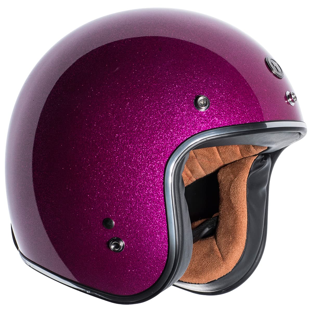 TORC T50 BGSF XL 3/4 Helmet - Bubble Gum Pink, X-Large, Suede, Route 66 Speciality Paint