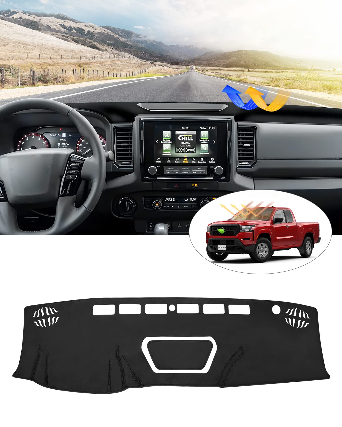 Cartist Dash Cover Custom Fit For Nissan Frontier 2022 2023 2024 Accessories Dashboard Cover Mat For Frontier Non-Slip Dash Carp
