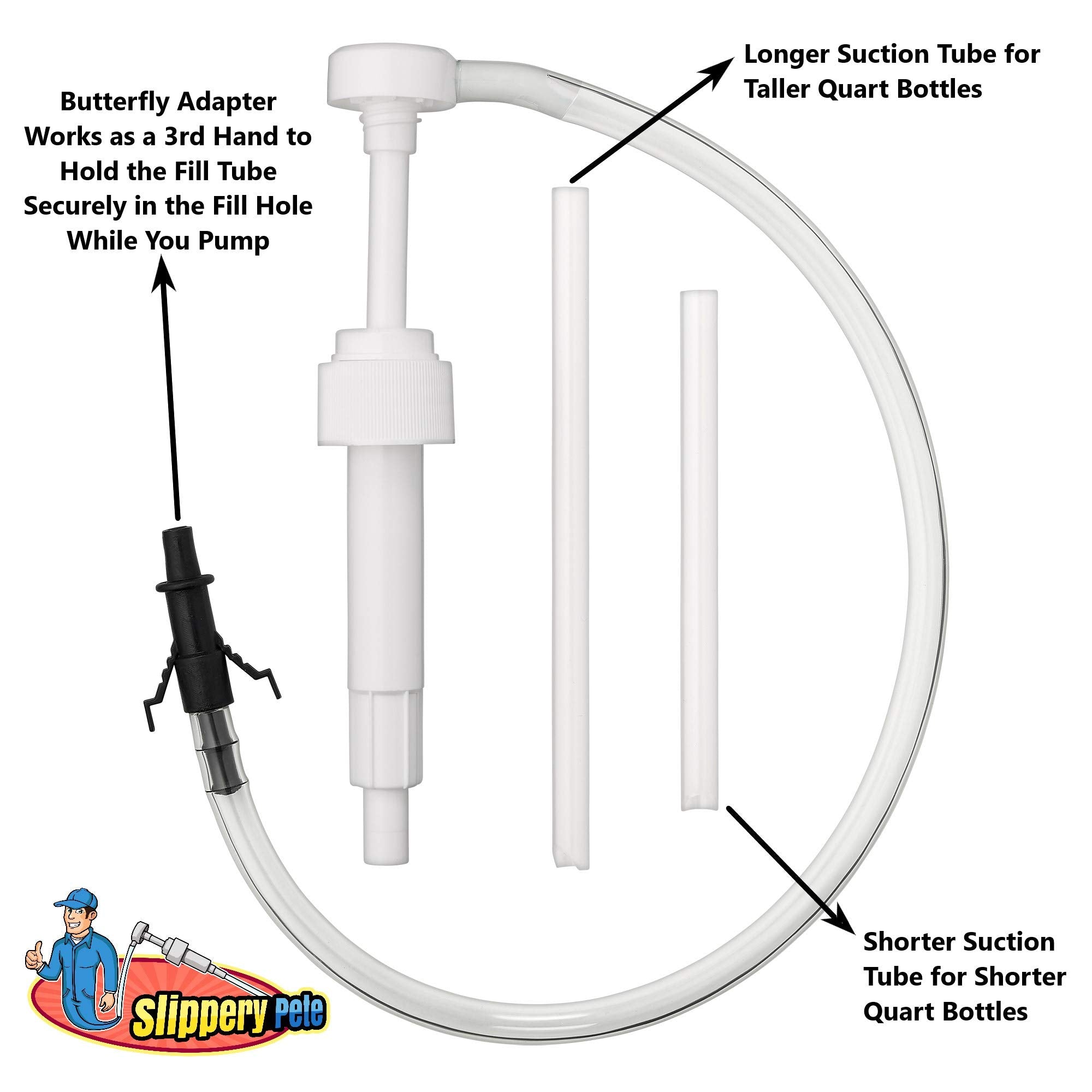 Slippery Pete - Fluid Pump For Standard Quart Bottles - 8Cc Per Pump Stroke And 3Rd Hand Adapter, Transfer Gear Oil, Transmissio