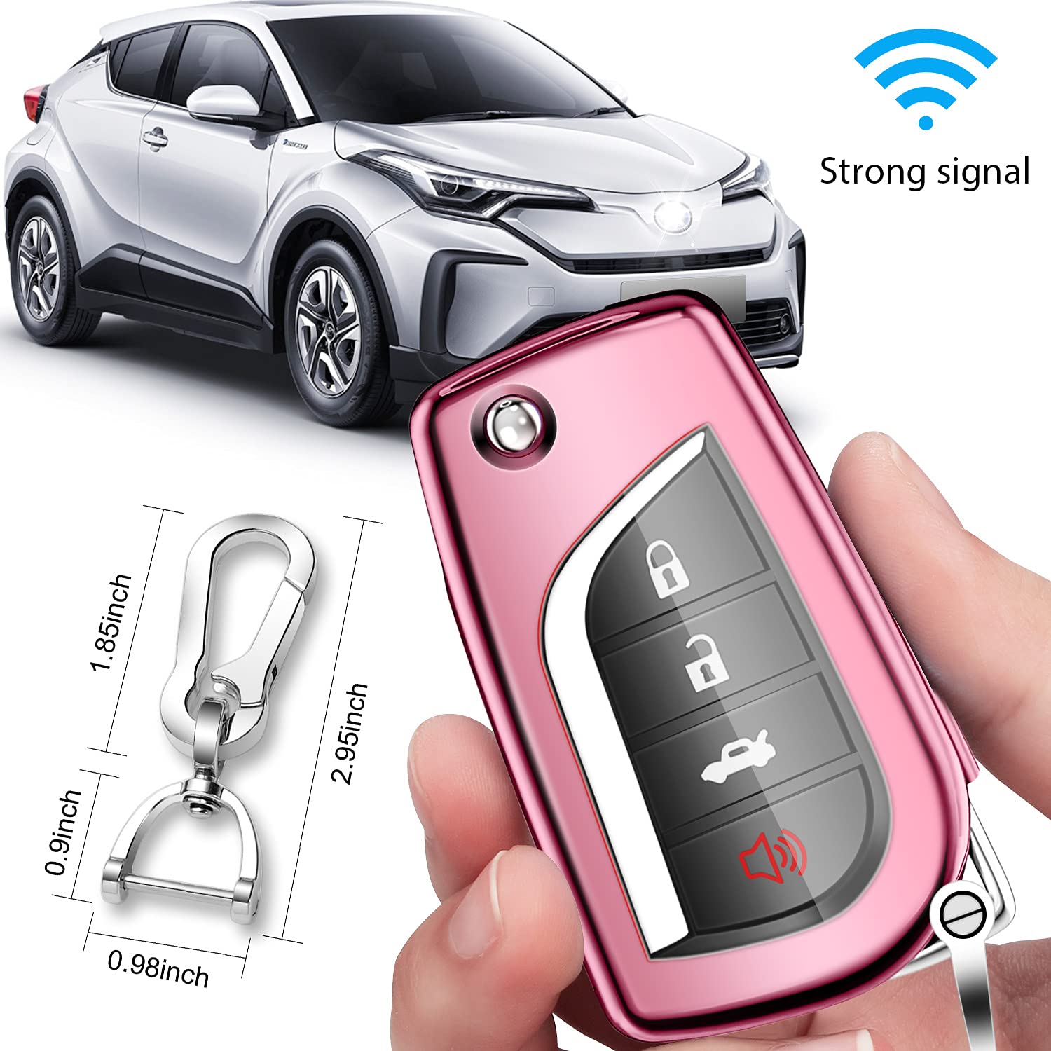 Qbuc For Toyota Key Fob Cover Compatible With Toyota Fortuner Tundra Camry Rav4 Highlander Corolla Smart Key Sliver