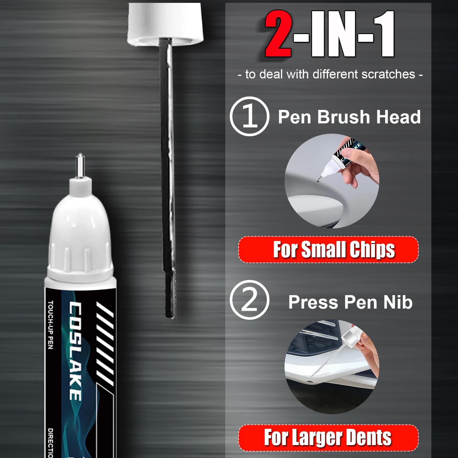 Coslake Car Touch Up Paint(Manhattan Gray Metallic(Lx7L/H1)) For Audi, Car Paint Scratch Repair Kit, Quick & Easy Solution To Re