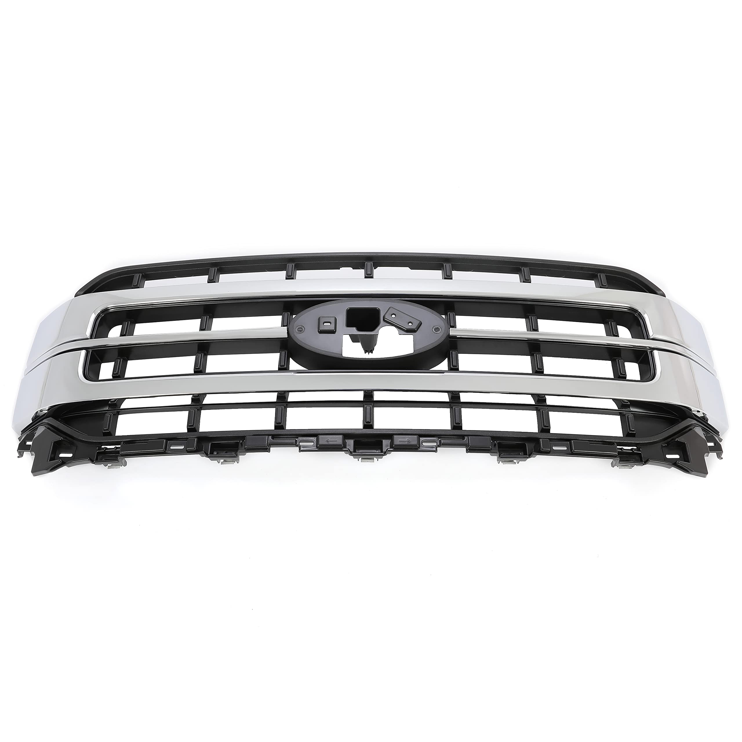 KUAFU Front Bumper Grille for 2021-2023 Ford F150, Chrome Silvery+Black, Model GO-1952, Durable ABS Material