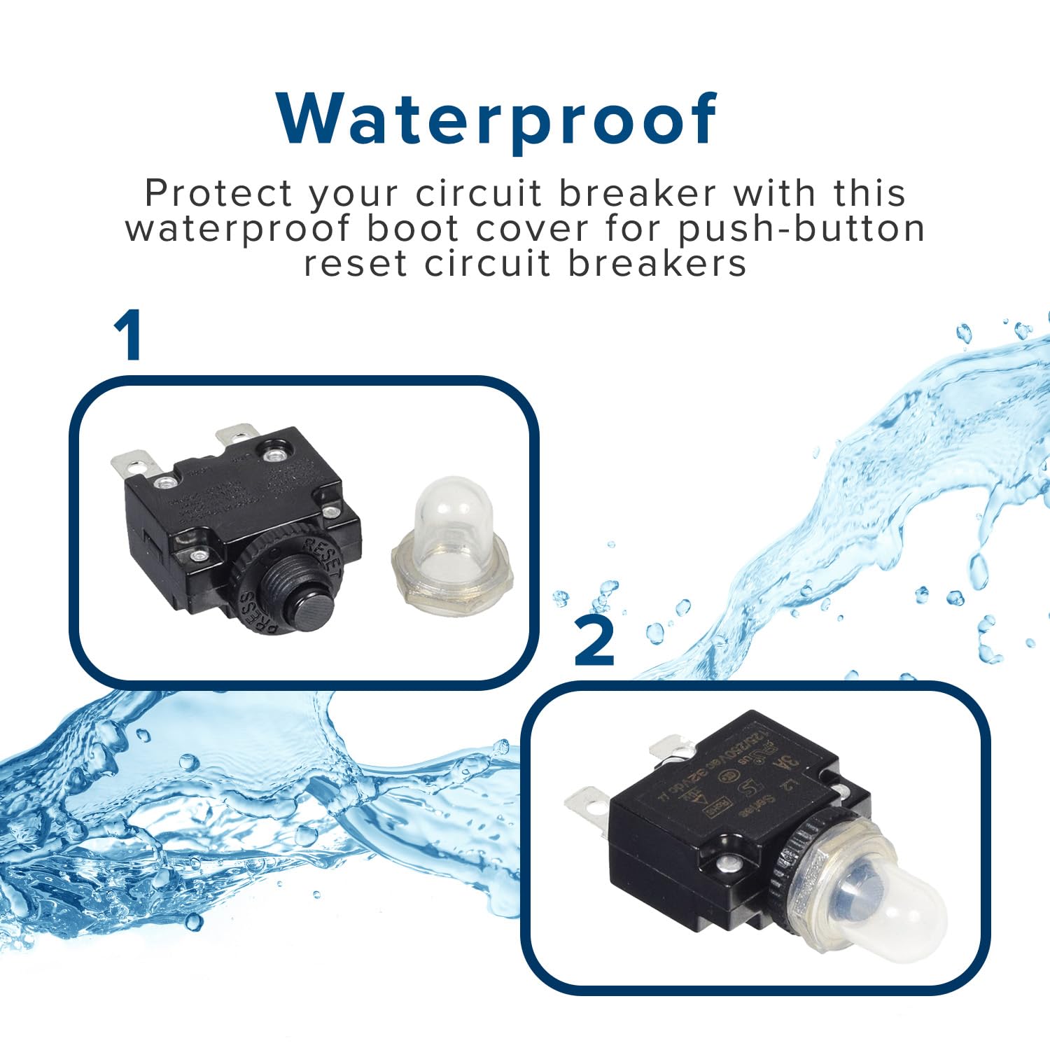 Alveytech Waterproof Rubber Boot - Replacement Cover For Push-Button Reset Circuit Breakers, Power Surge Protector Covers, Marin