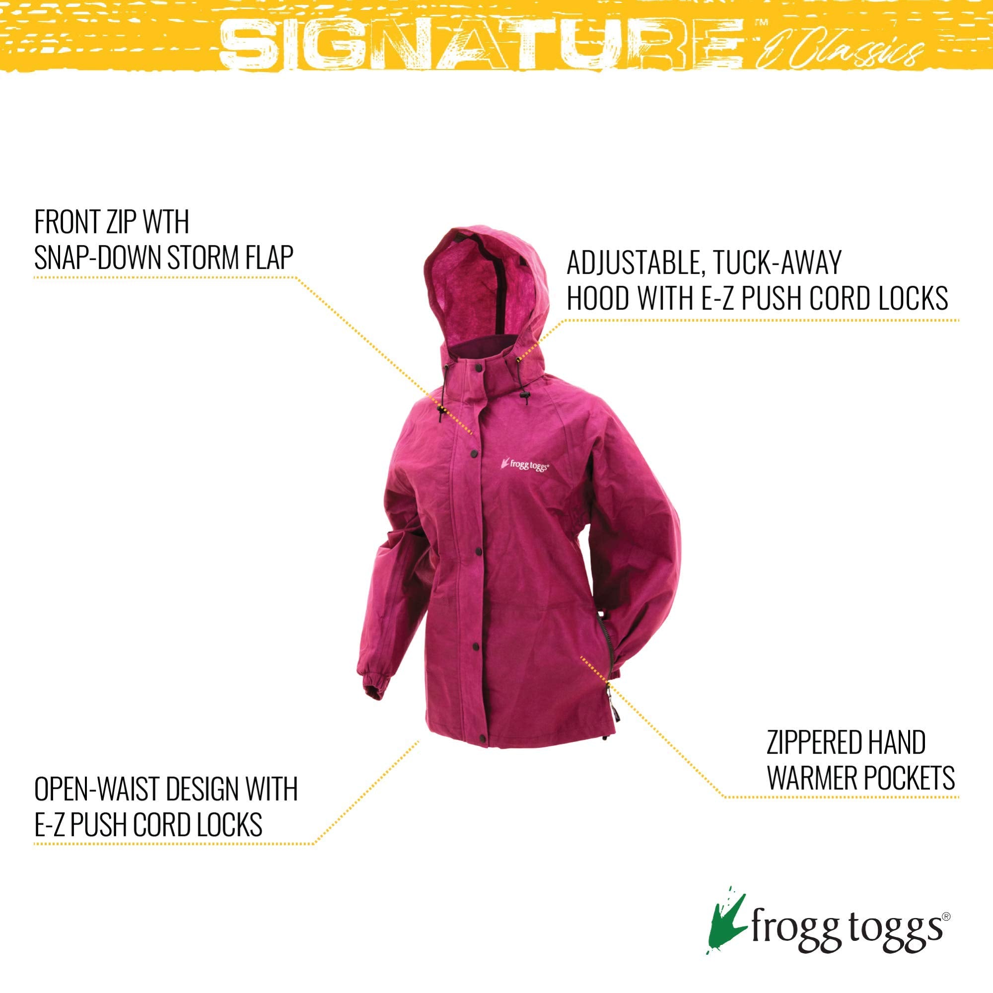 Frogg Toggs Women'S Standard Classic Pro Action Waterproof Rain Jacket, Cherry, X-Laarge