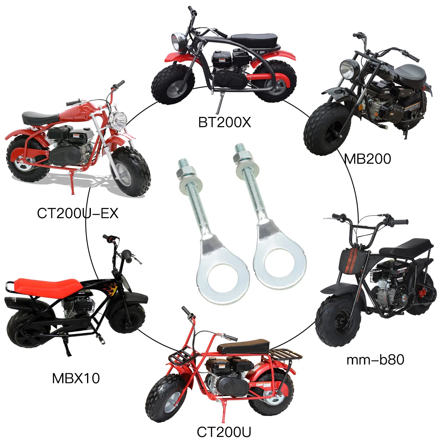 Yoxufa 15Mm Mini Bike Chain Axle Adjuster Tensioner For Predator 212Cc 196Cc 6.5Hp Coleman Ct200U Bt200X Baja Warrior Mb200 Moto