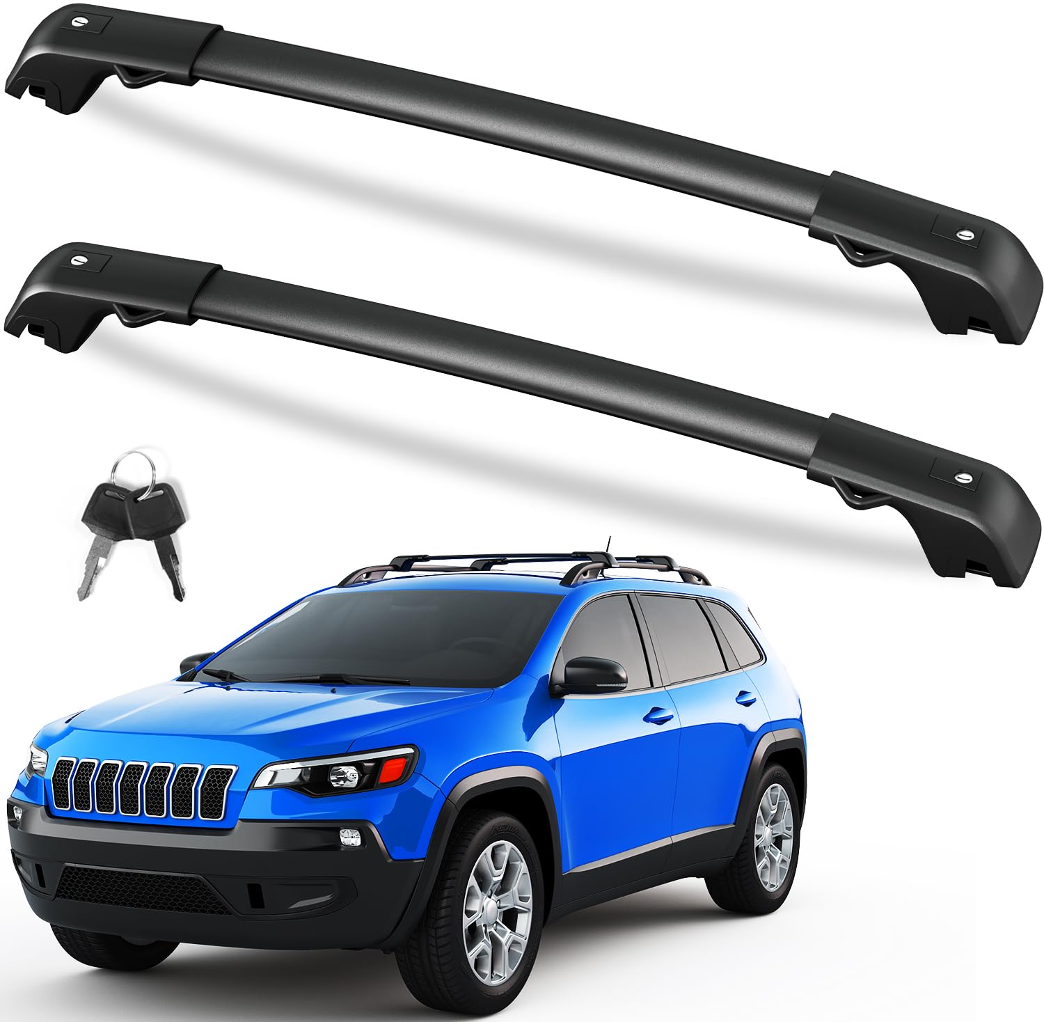 Fengyu Roof Rack Cross Bars 220Lb Compatible With Jeep Cherokee 2014-2023, Heavy Duty Lockable Aluminum Roof Rails Crossbars Car